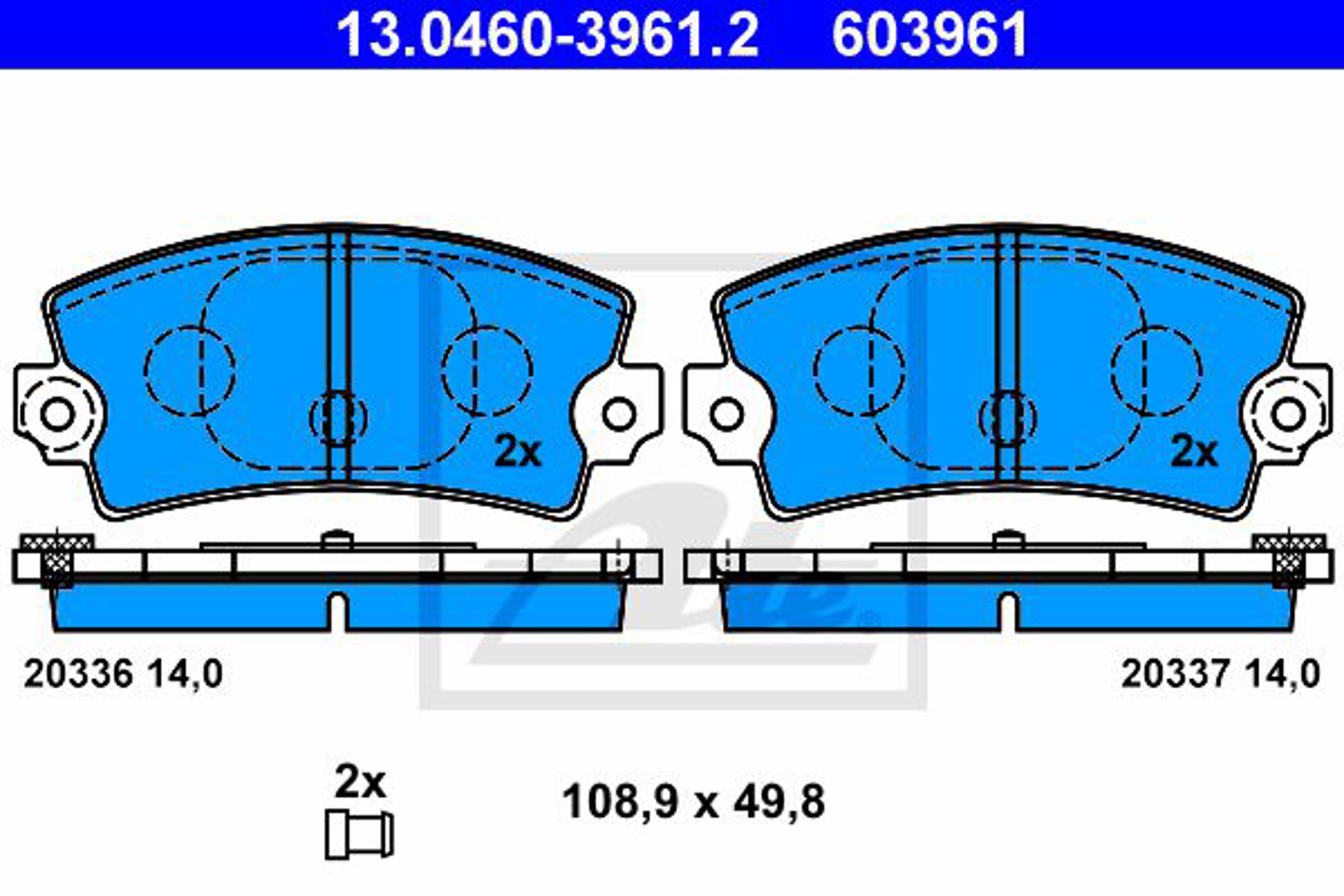 Колодки тормозные дисковые ATE 13.0460-3961.2