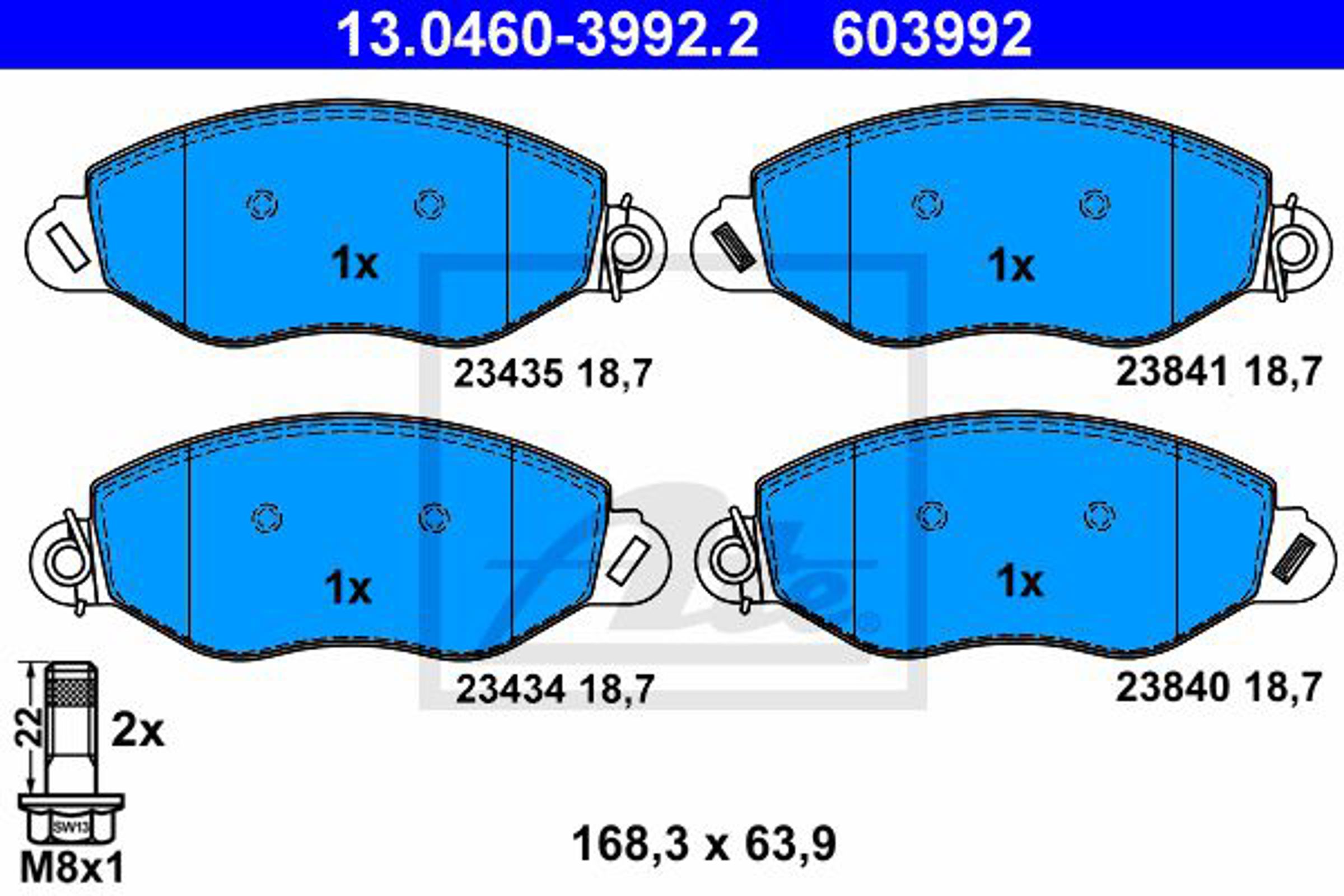 Колодки тормозные дисковые ATE 13.0460-3992.2
