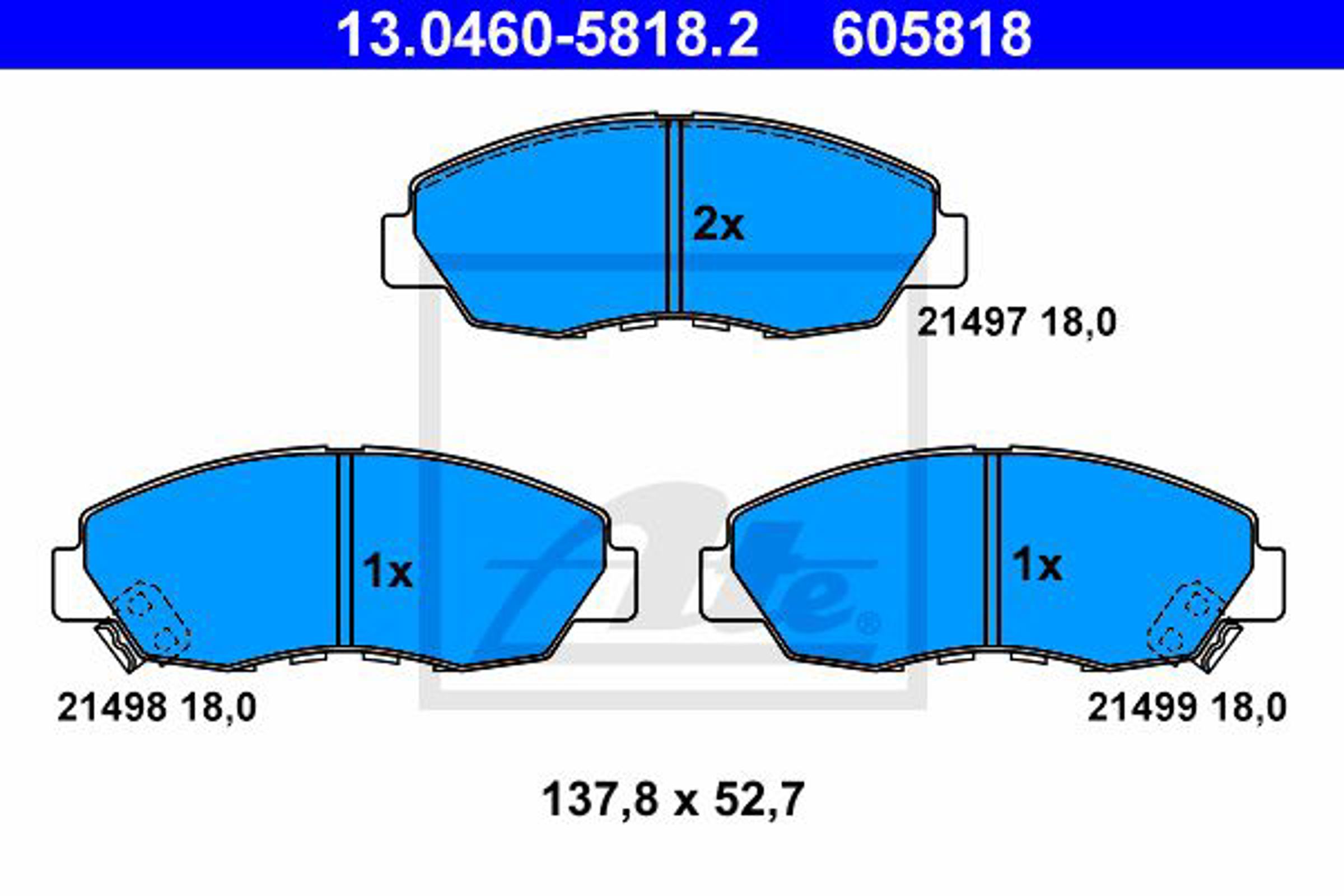 Колодки тормозные дисковые ATE 13.0460-5818.2