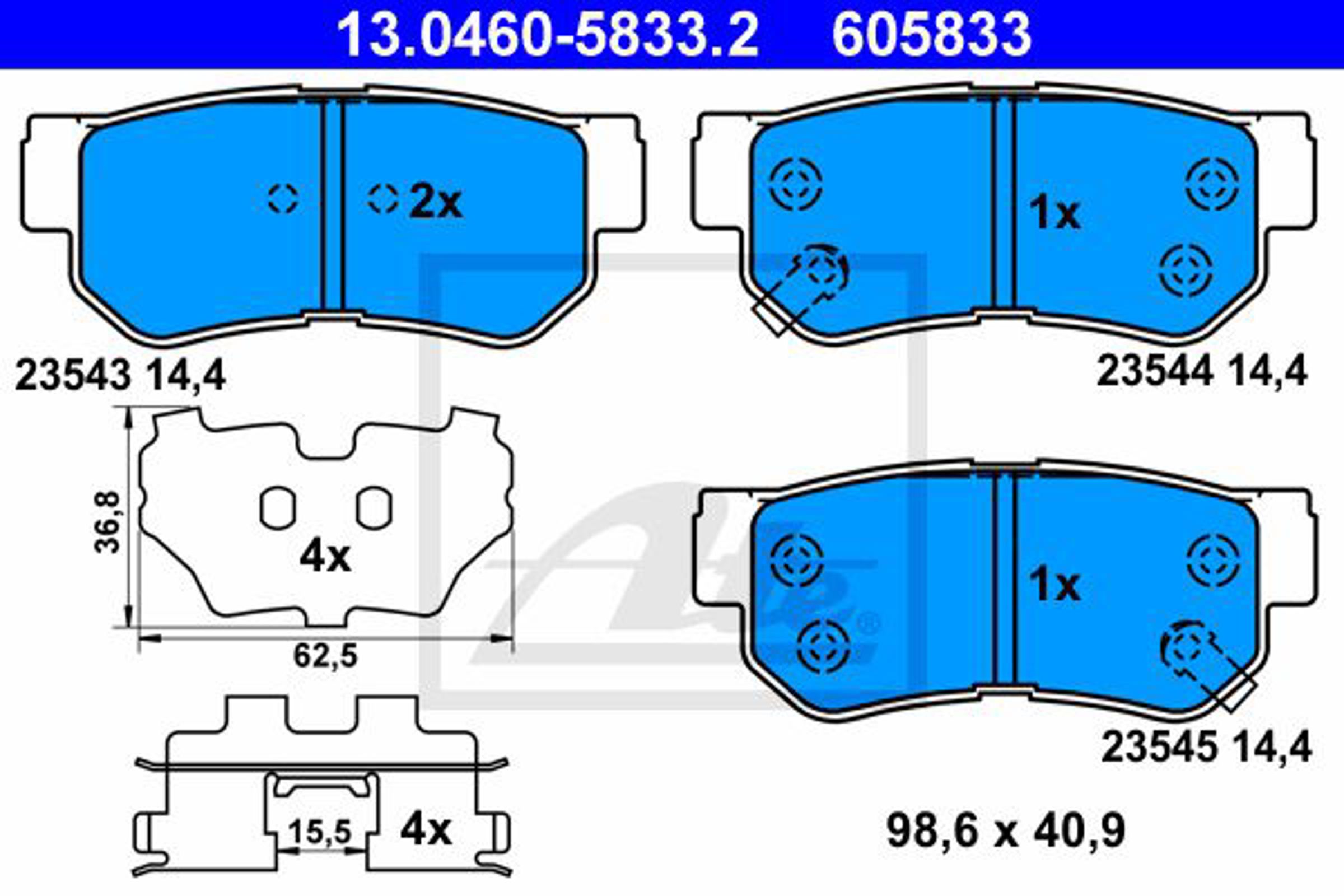 Колодки тормозные дисковые ATE 13.0460-5833.2
