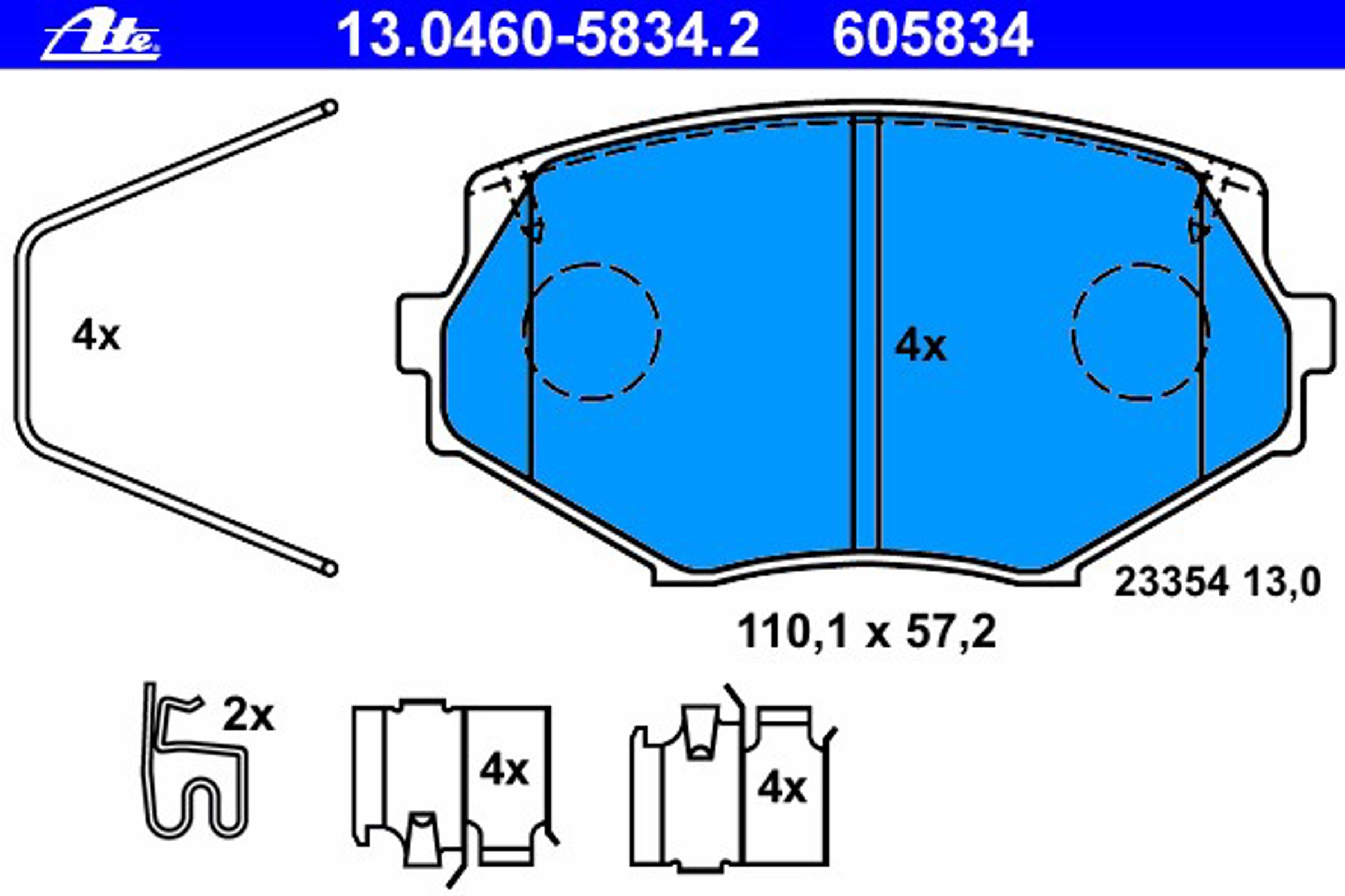 Колодки тормозные дисковые ATE 13.0460-5834.2