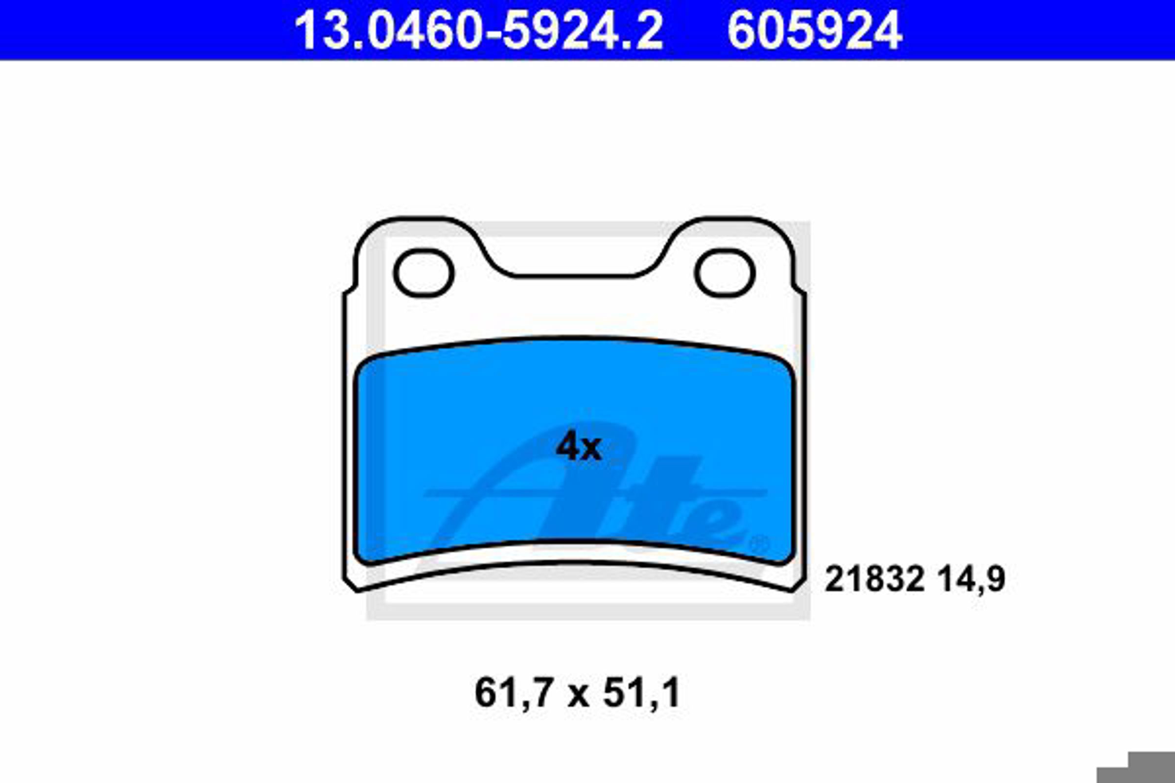 Колодки тормозные дисковые ATE 13.0460-5924.2