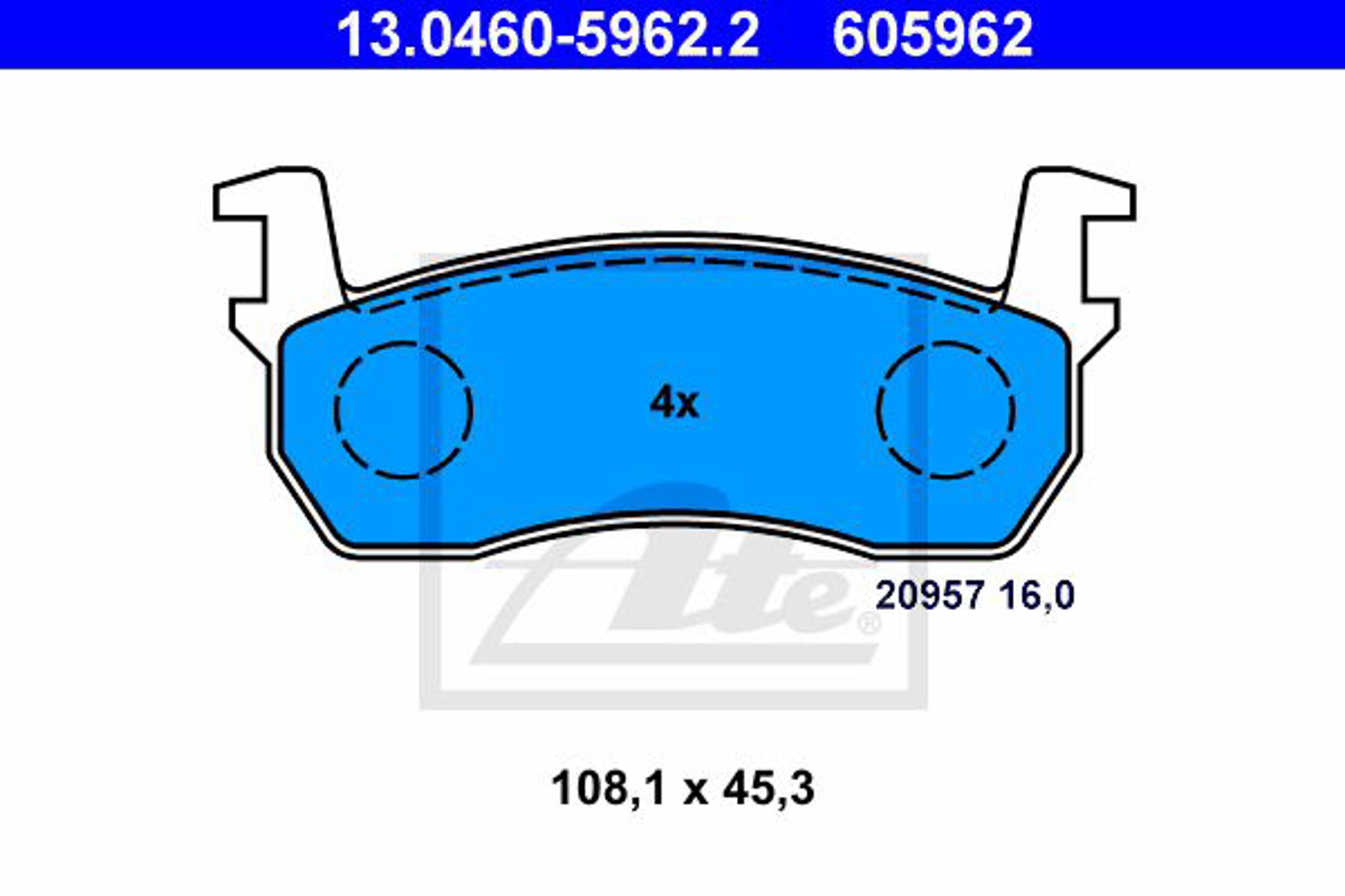 Колодки тормозные дисковые ATE 13.0460-5962.2