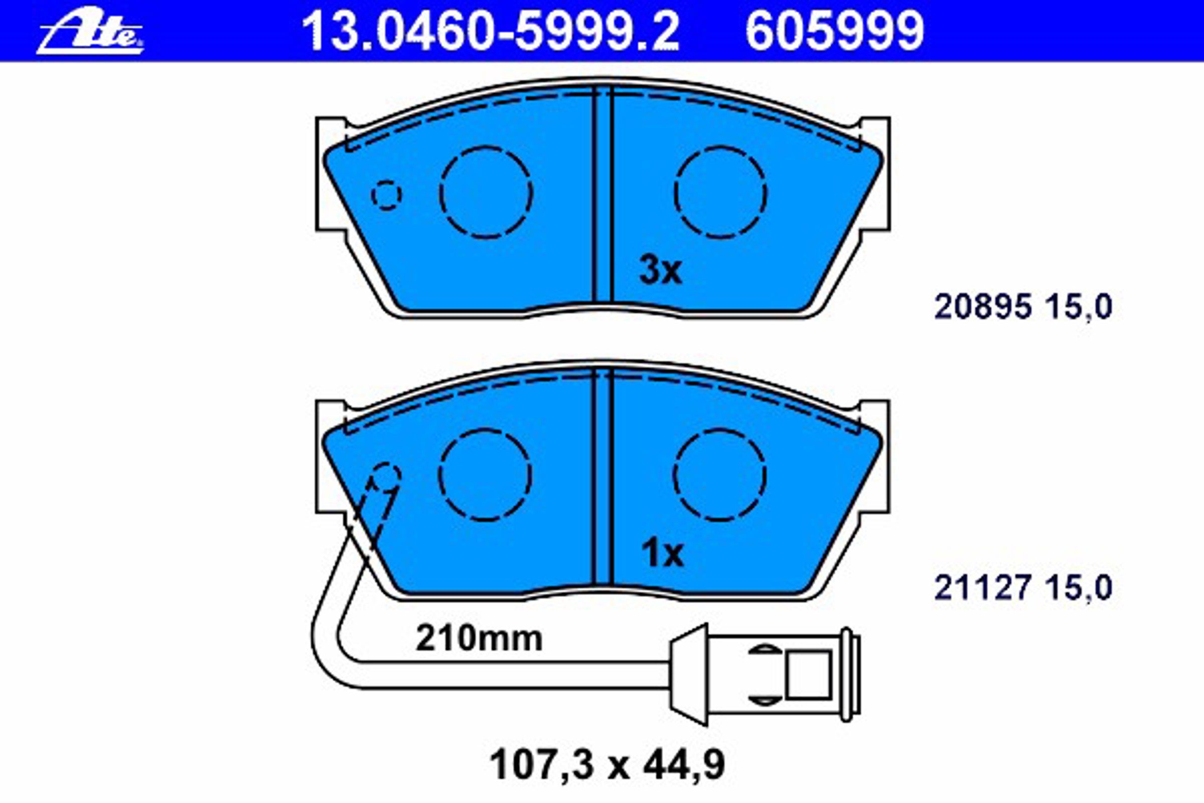 Колодки тормозные дисковые ATE 13.0460-5999.2
