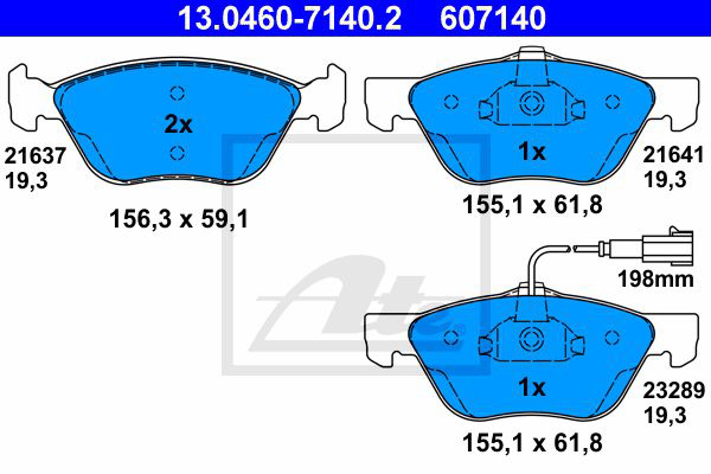 Колодки тормозные дисковые ATE 13.0460-7140.2