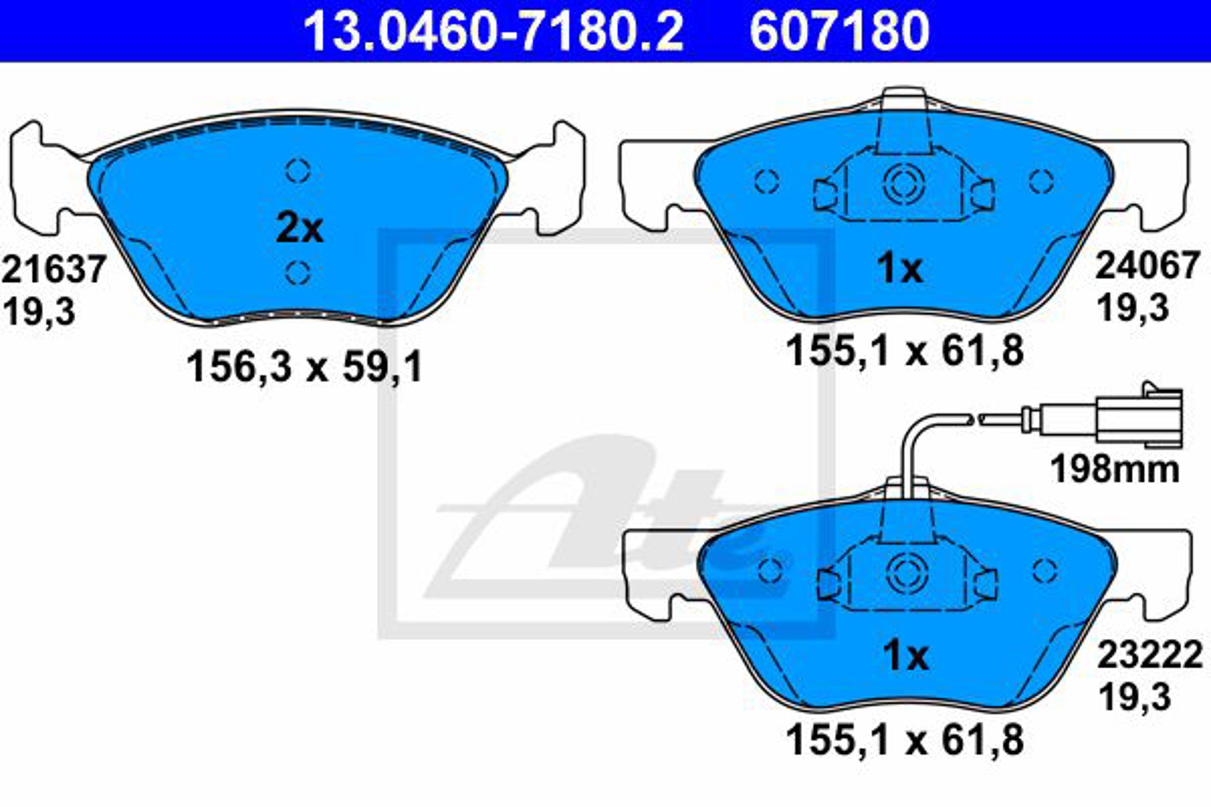 Колодки тормозные дисковые ATE 13.0460-7180.2
