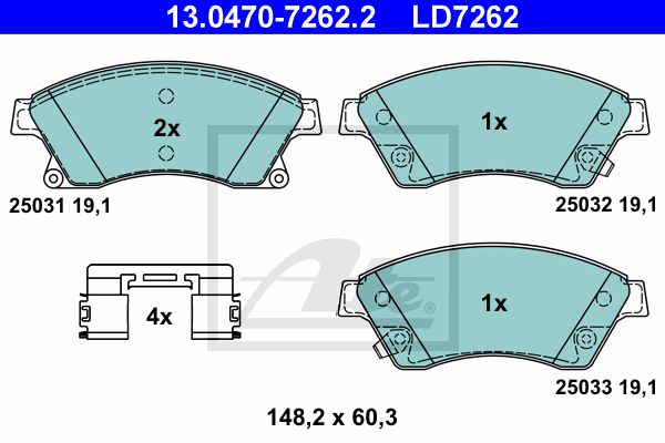 Комплект тормозных колодок дисковый тормоз ate ceramic