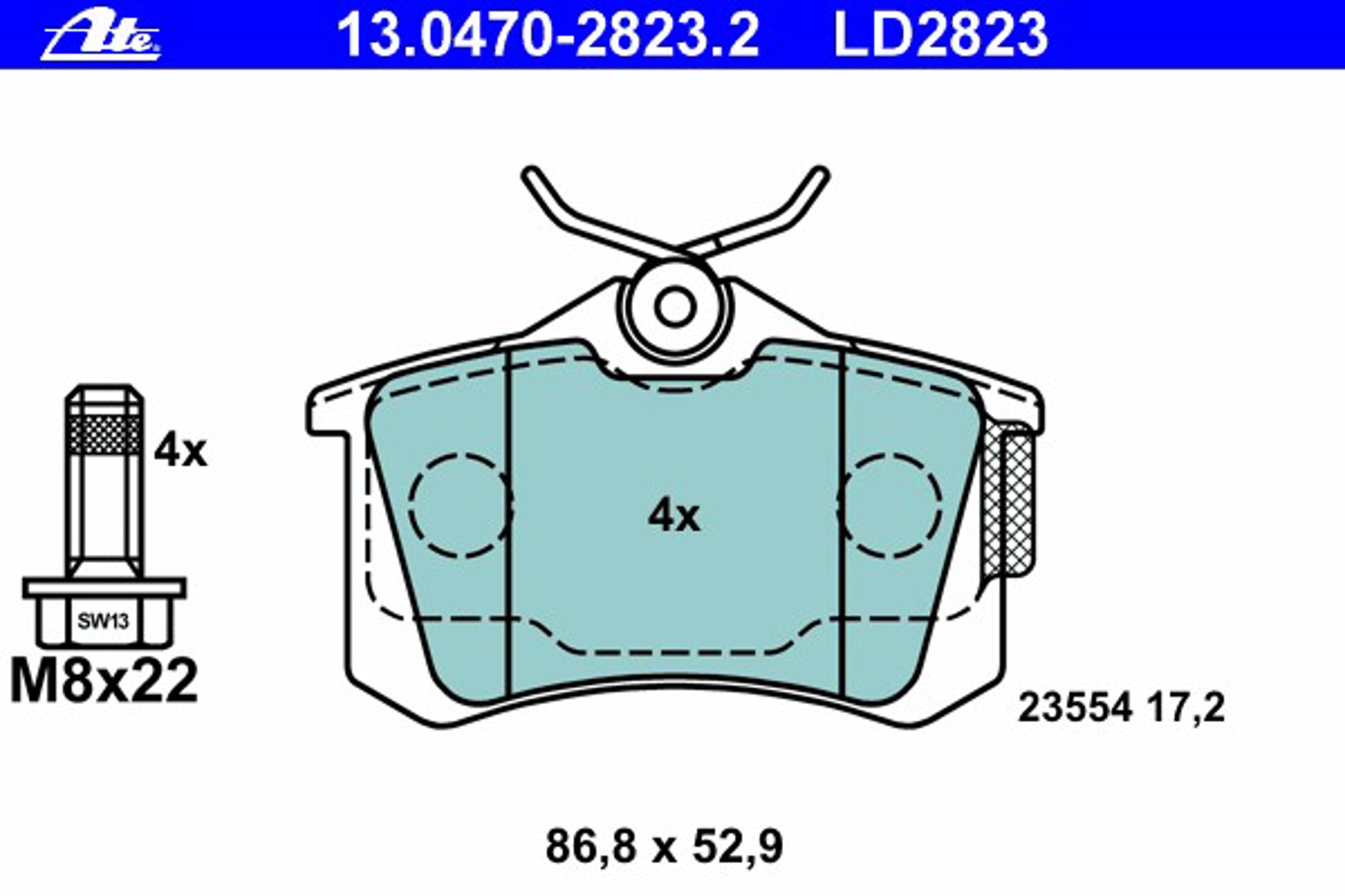 Колодки тормозные дисковые ATE 13.0470-2823.2