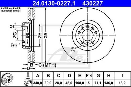 Диск тормозной передний citroë ATE 24013002271