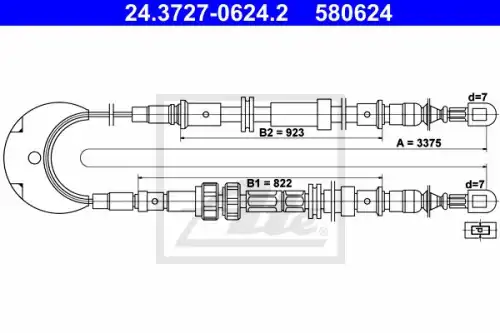 Pe7274616.2153dl-11.548311.5483 трос ручника ATE 24.3727-0624.2