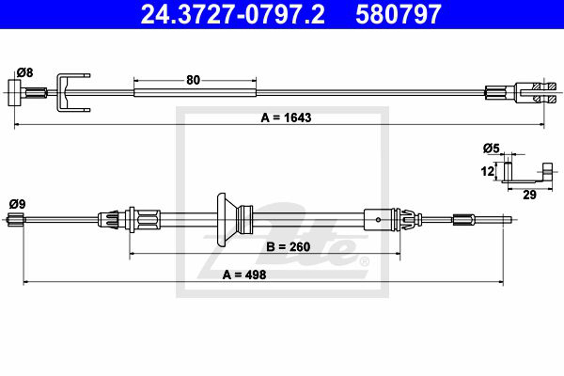 Трос ручного тормоза ATE 24.3727-0797.2
