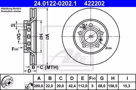 Диск тормозной ATE 24.0122-0202.1