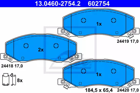 Комплект тормозных колодок дискового тормоза ATE 13.0460-2754.2