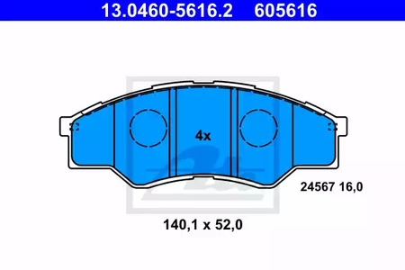 Комплект тормозных колодок дискового тормоза ATE 13.0460-5616.2