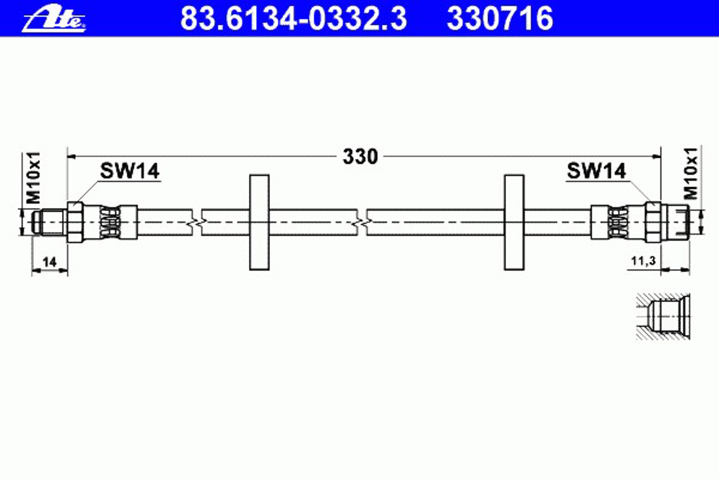 Шланг тормозной ATE 83.6134-0332.3