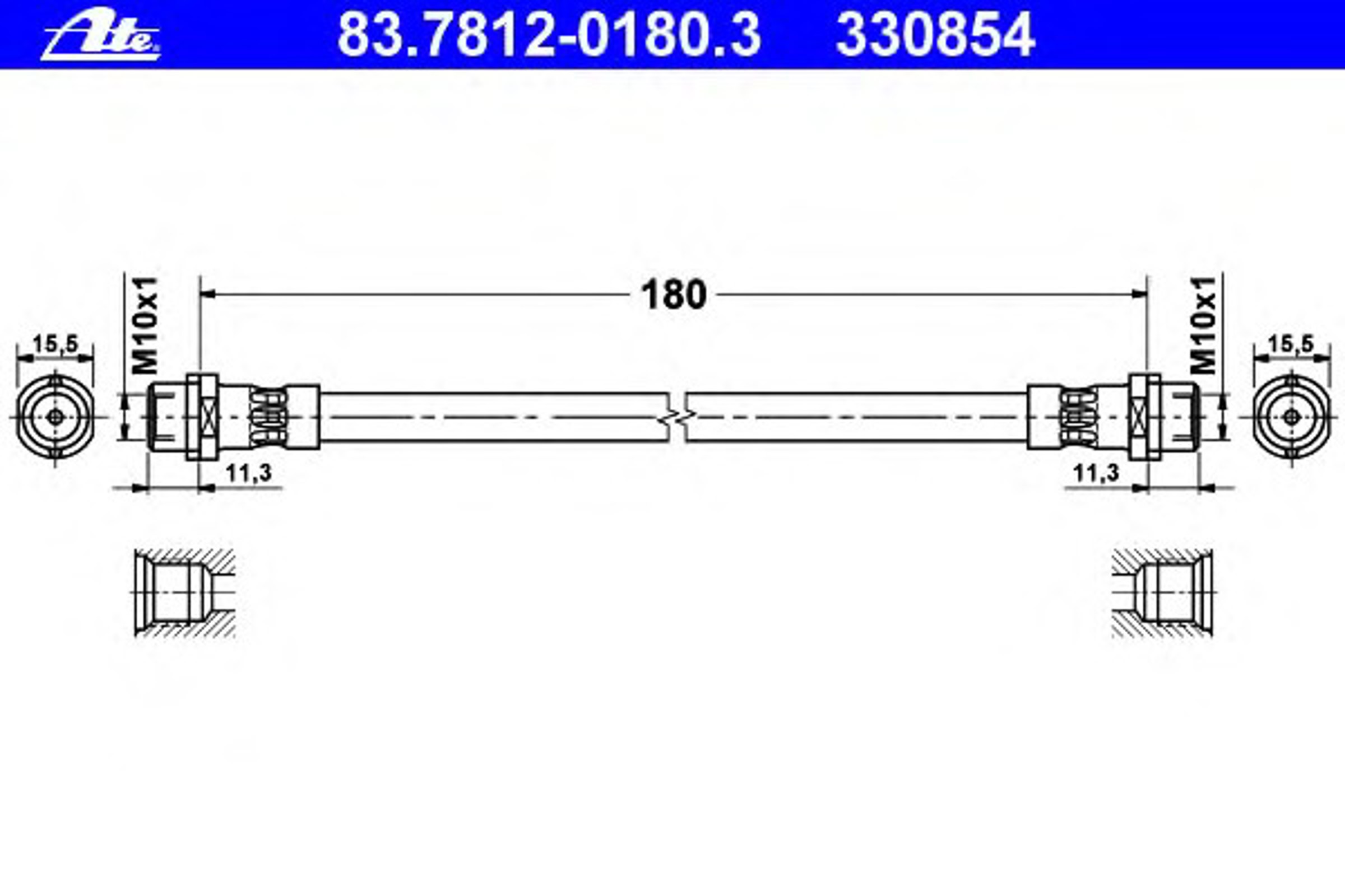 Шланг тормозной ATE 83.7812-0180.3