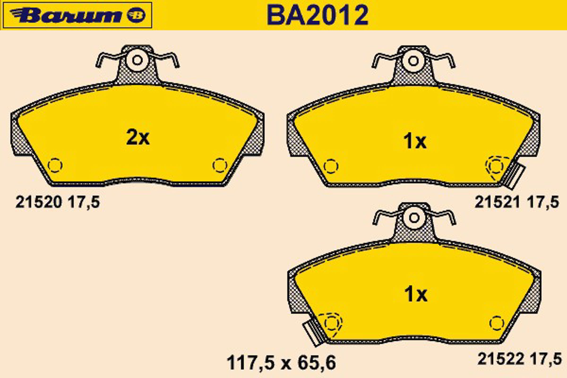 Колодки тормозные дисковые BARUM BA2012