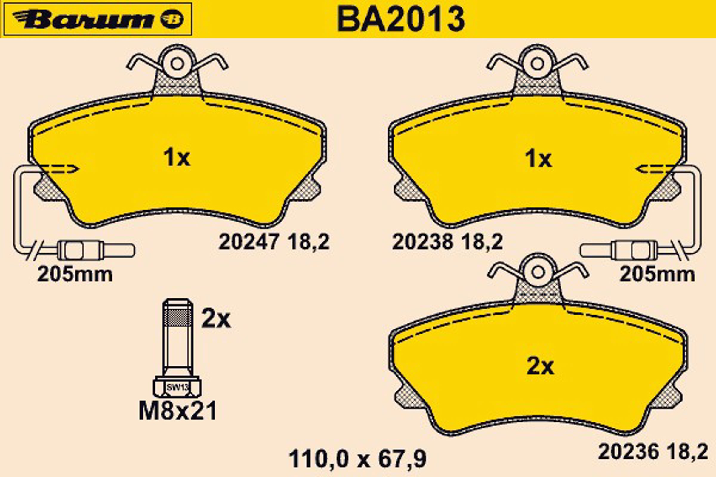 Колодки тормозные дисковые BARUM BA2013