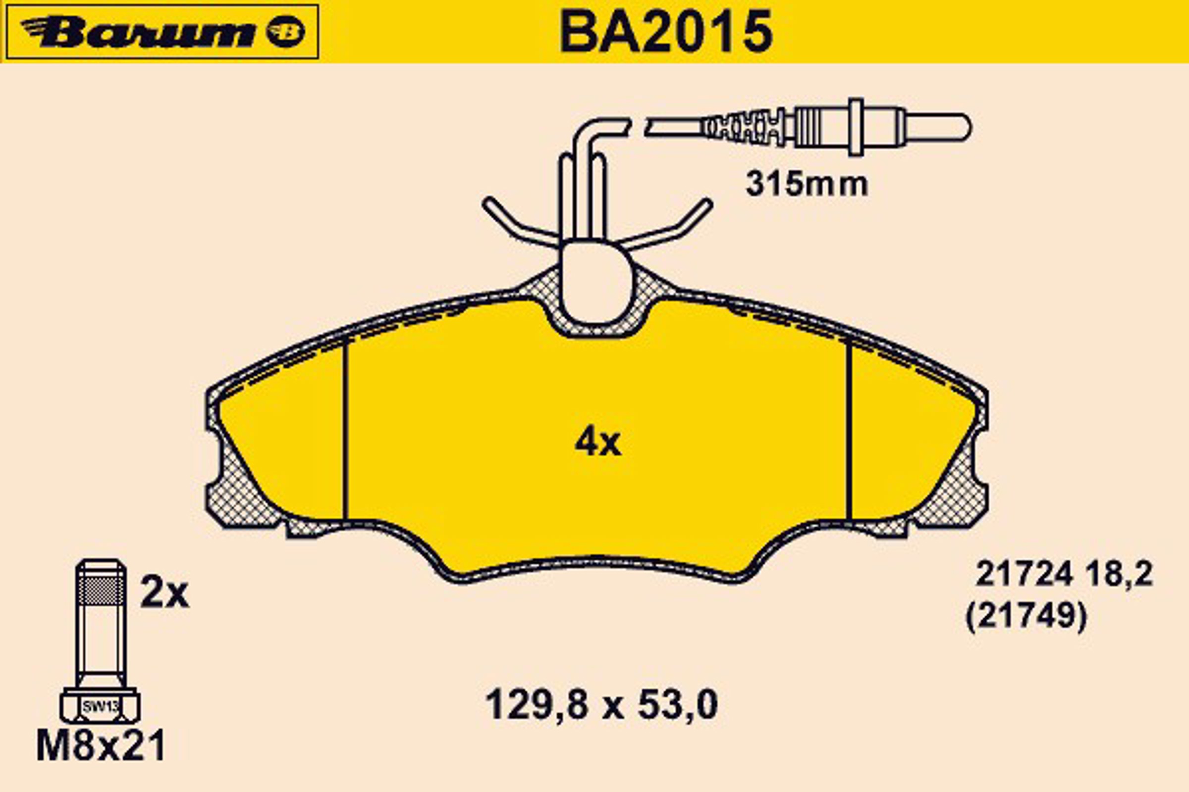 Колодки тормозные дисковые BARUM BA2015