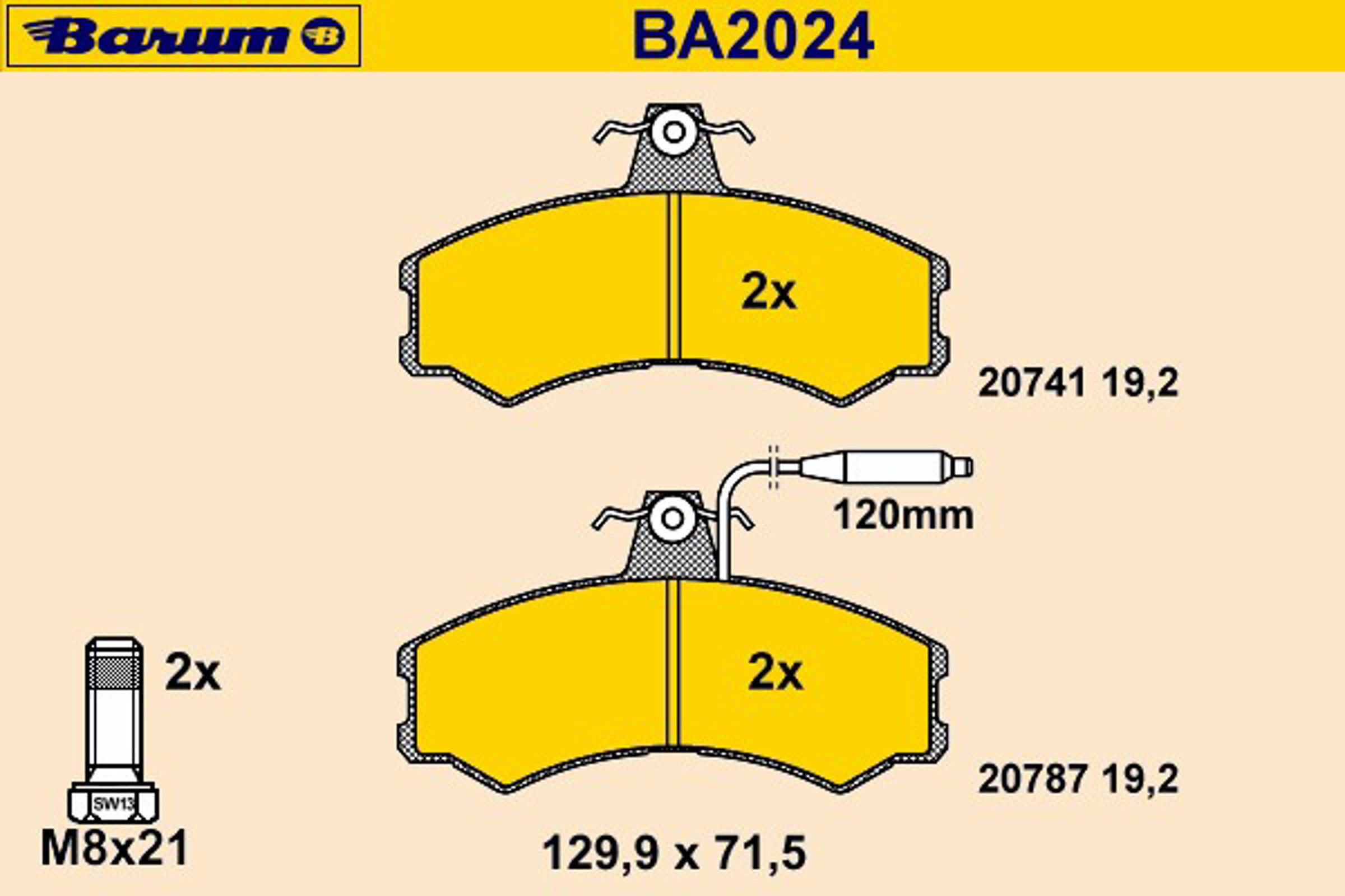 Колодки тормозные дисковые BARUM BA2024
