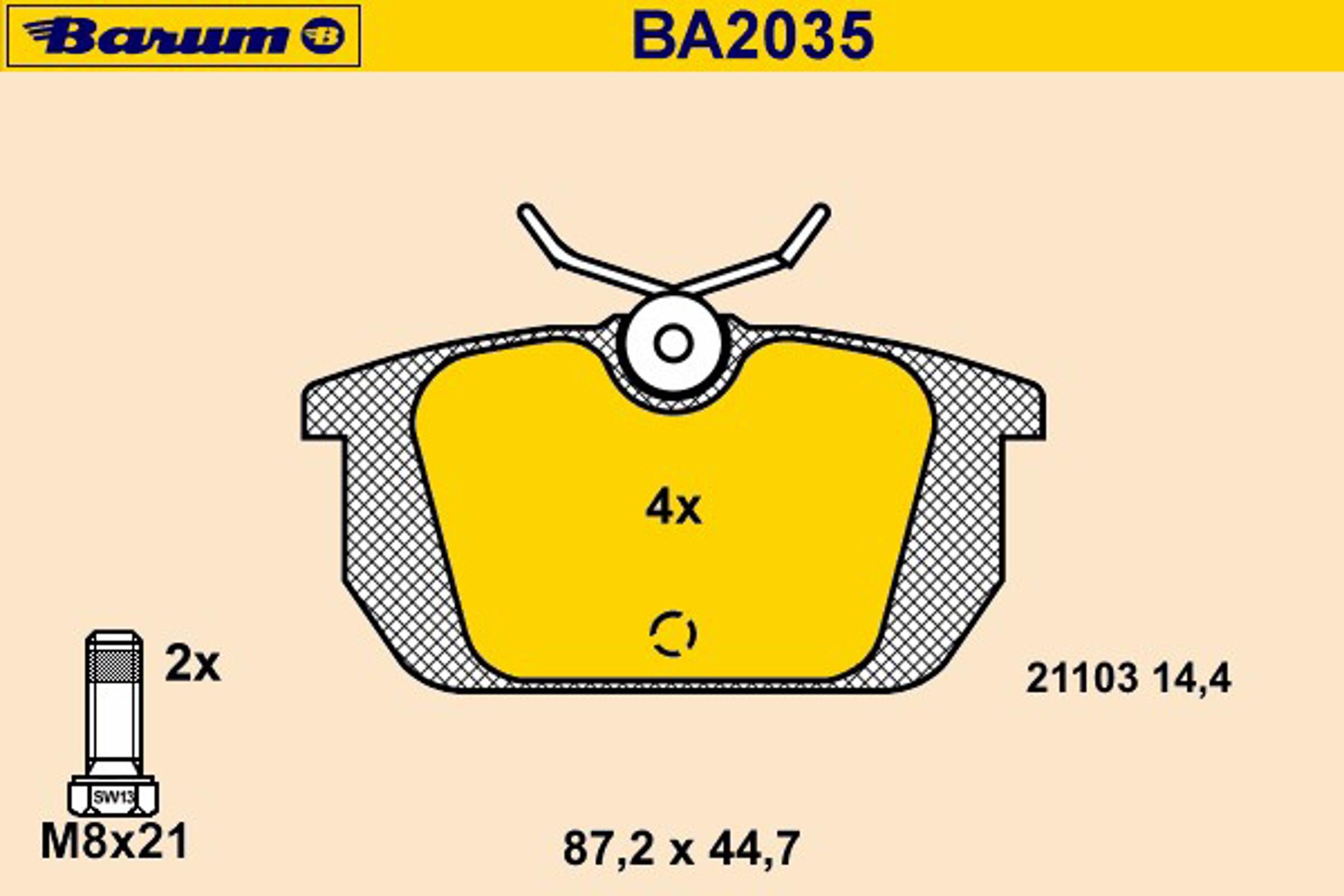 Колодки тормозные дисковые BARUM BA2035