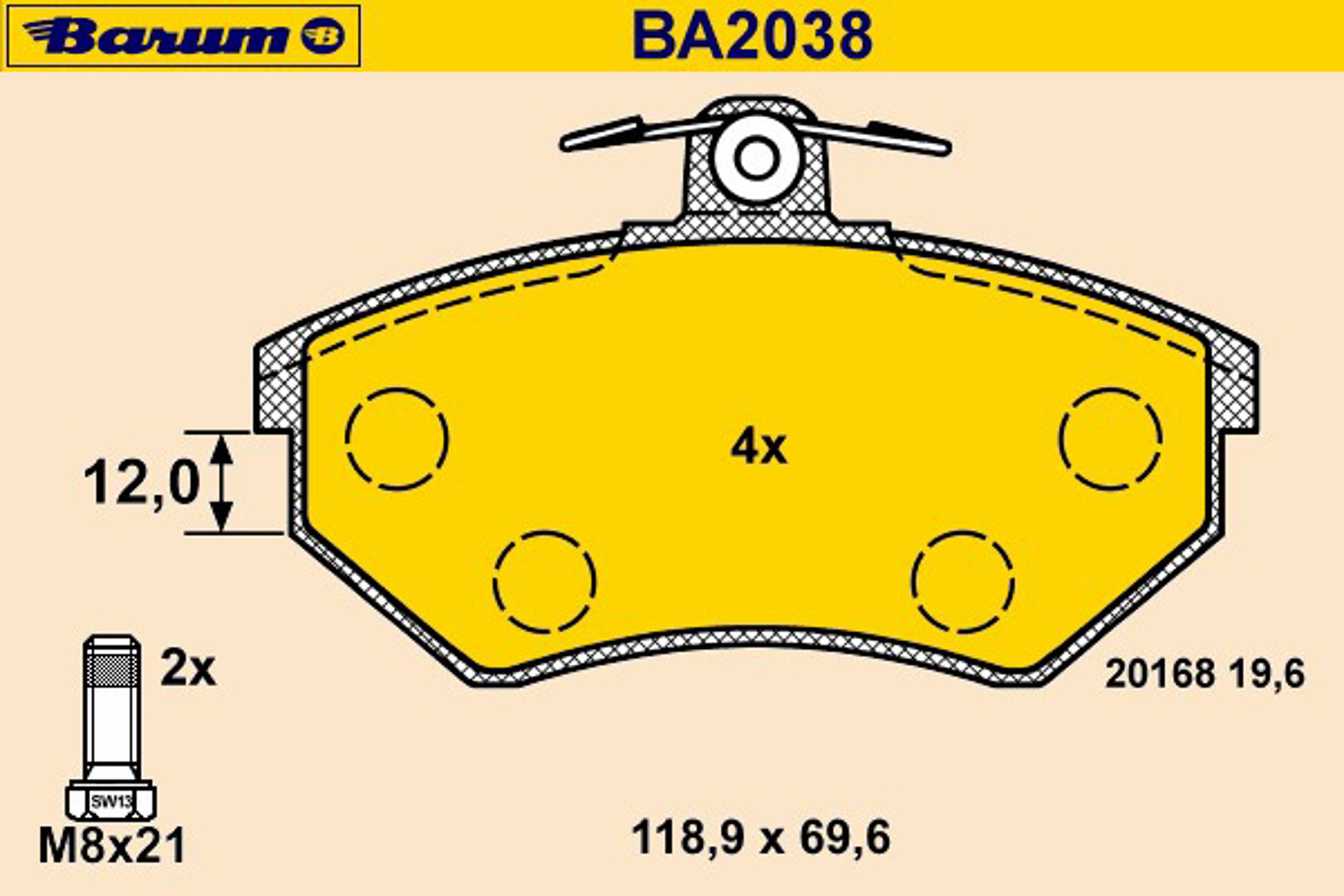 Колодки тормозные дисковые BARUM BA2038