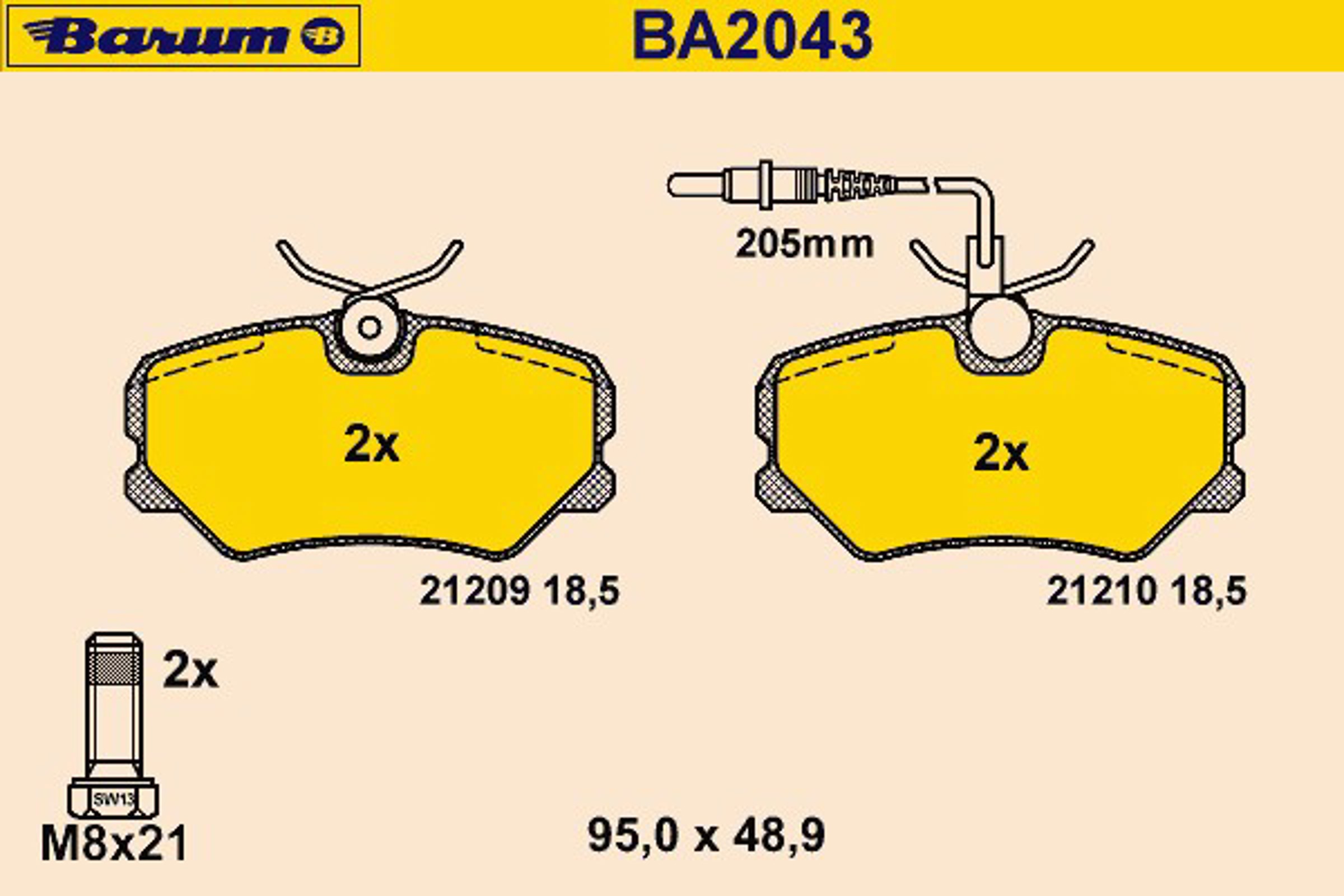 Колодки тормозные дисковые BARUM BA2043