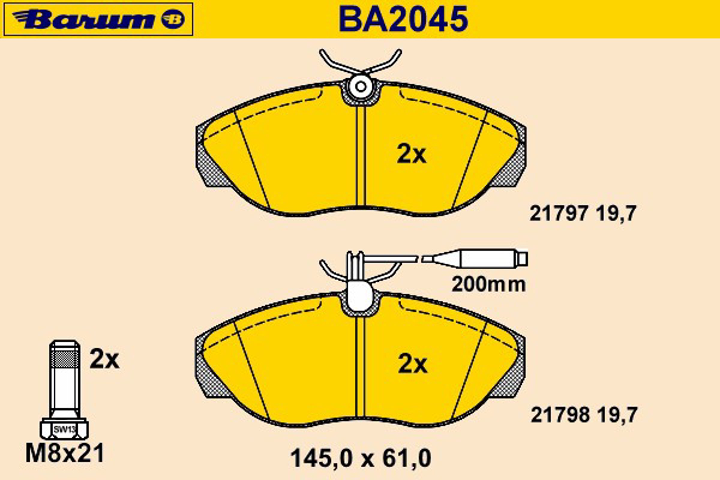 Колодки тормозные дисковые BARUM BA2045
