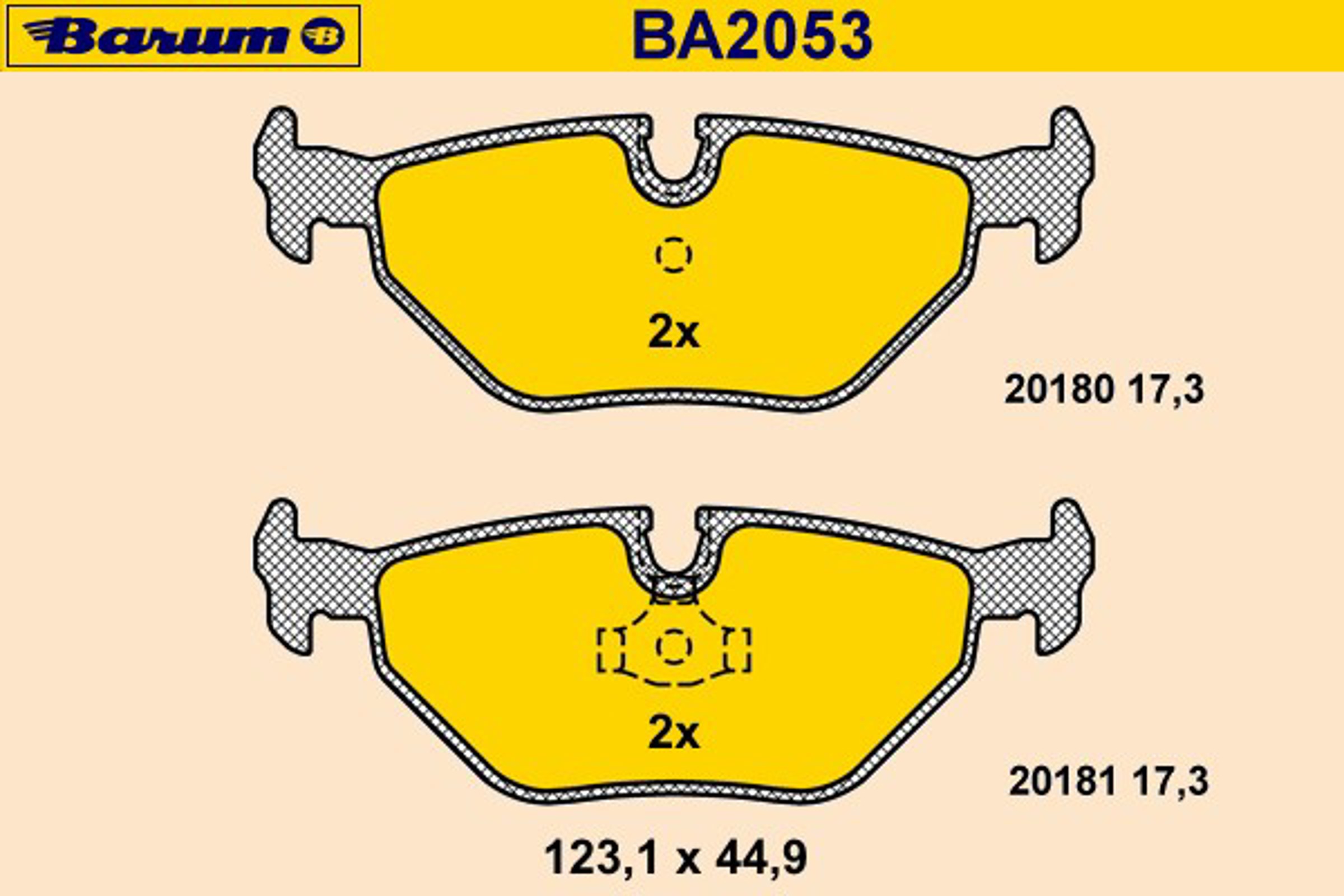 Комплект тормозных колодок дисковый тормоз BARUM BA2053