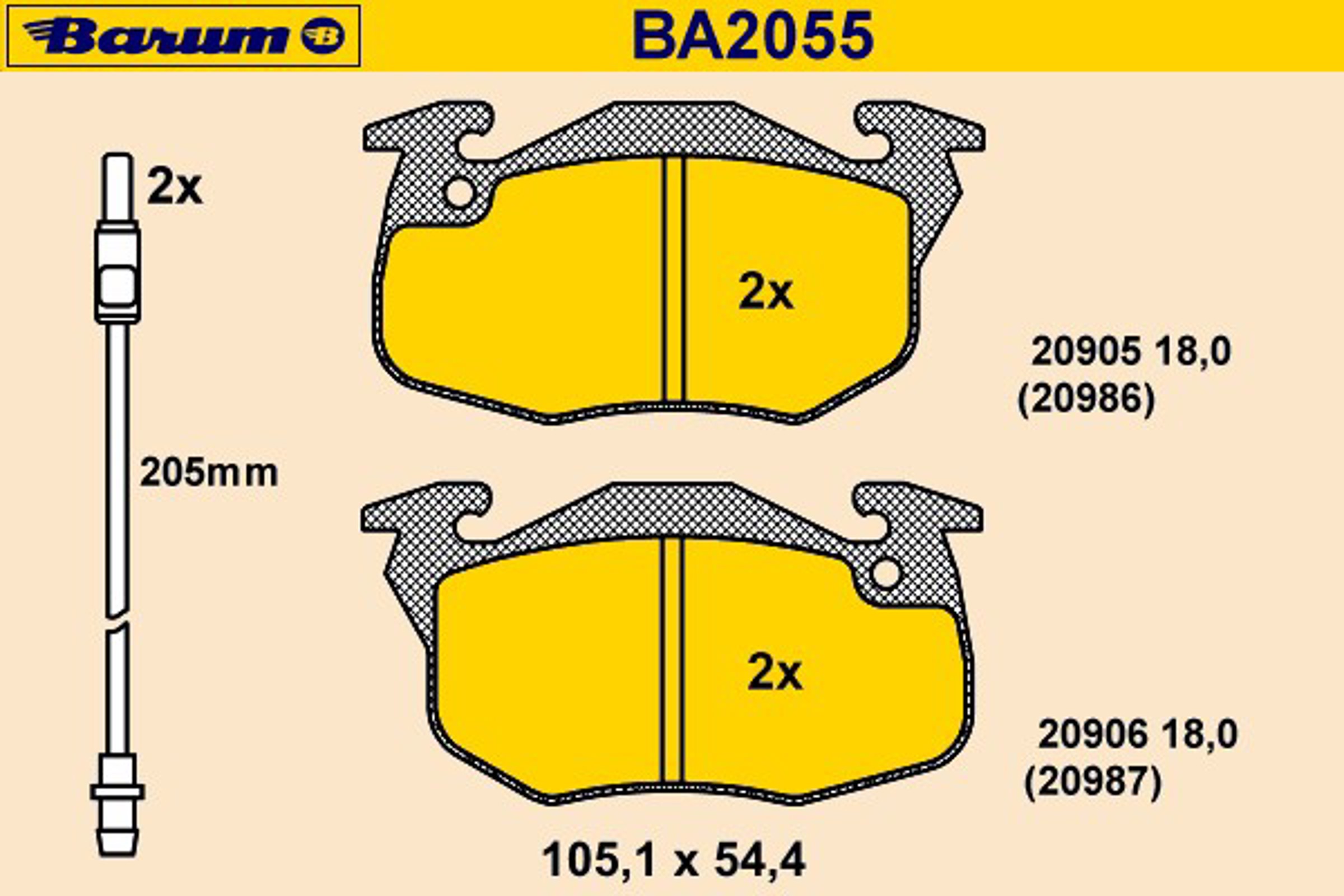 Колодки тормозные дисковые BARUM BA2055