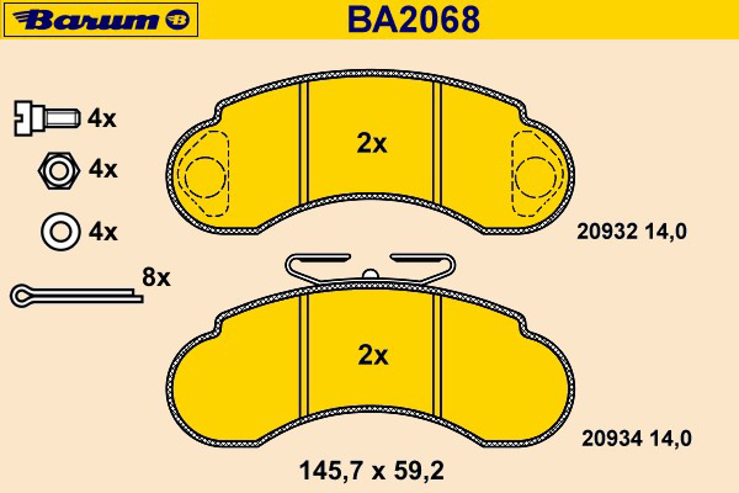 Колодки тормозные дисковые BARUM BA2068