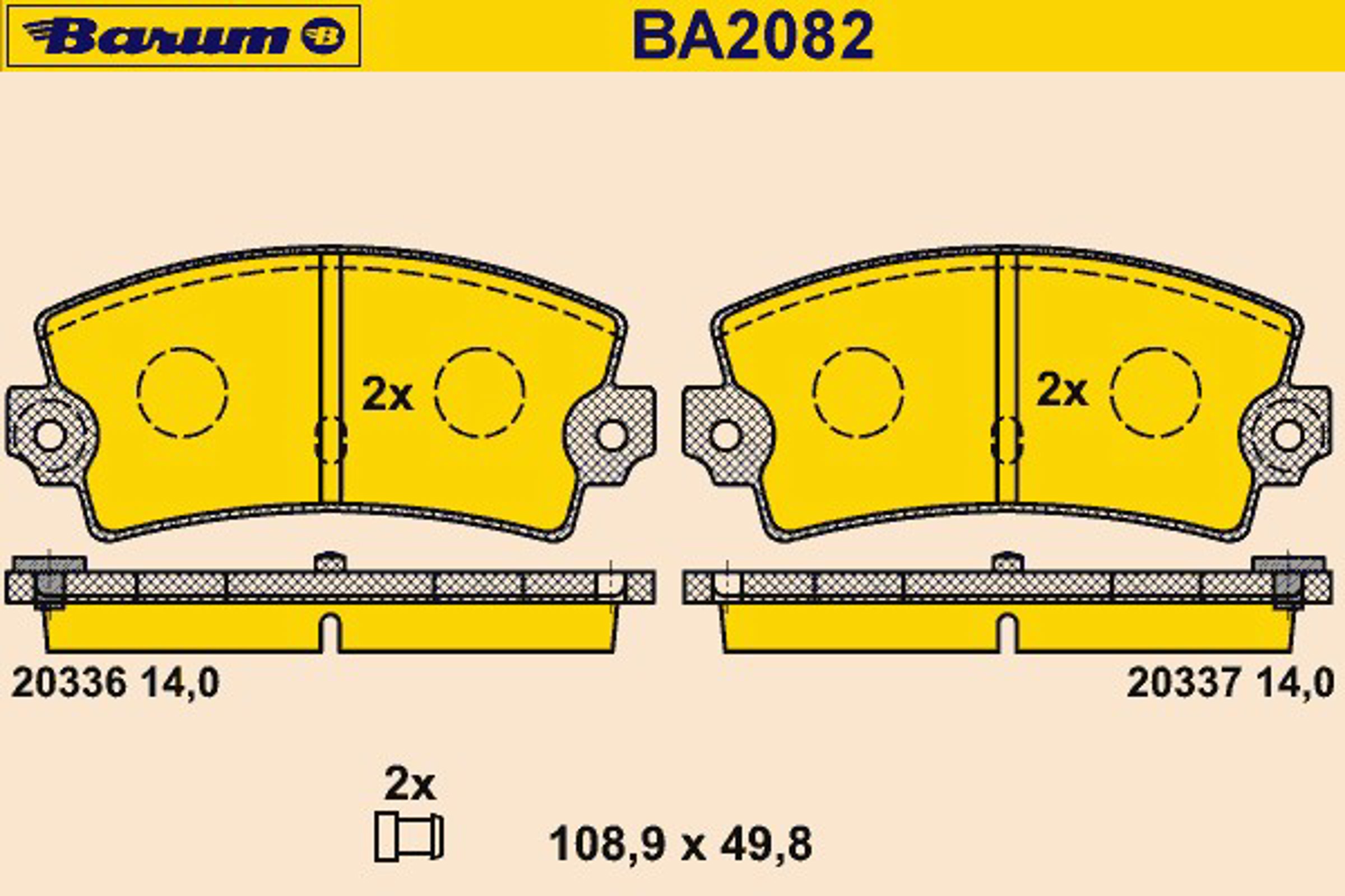 Колодки тормозные дисковые BARUM BA2082