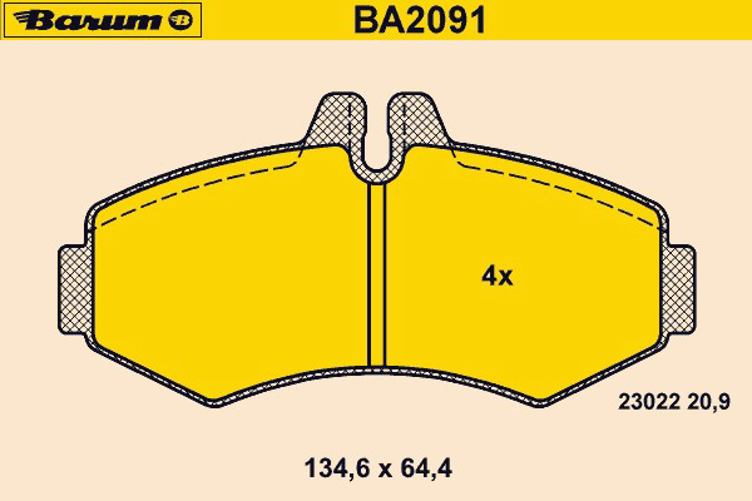 Комплект тормозных колодок дисковый тормоз BARUM BA2091