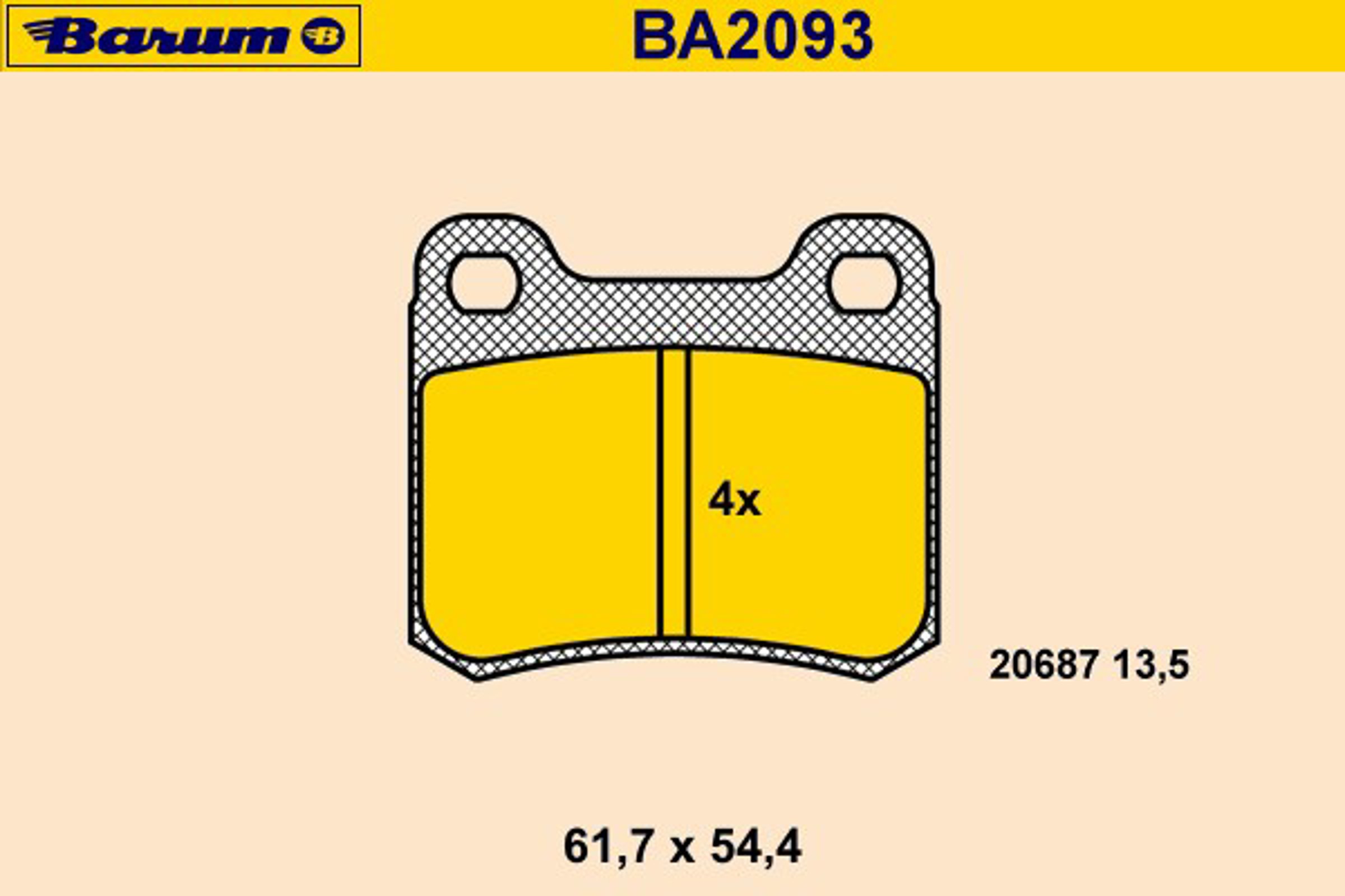 Колодки тормозные дисковые BARUM BA2093