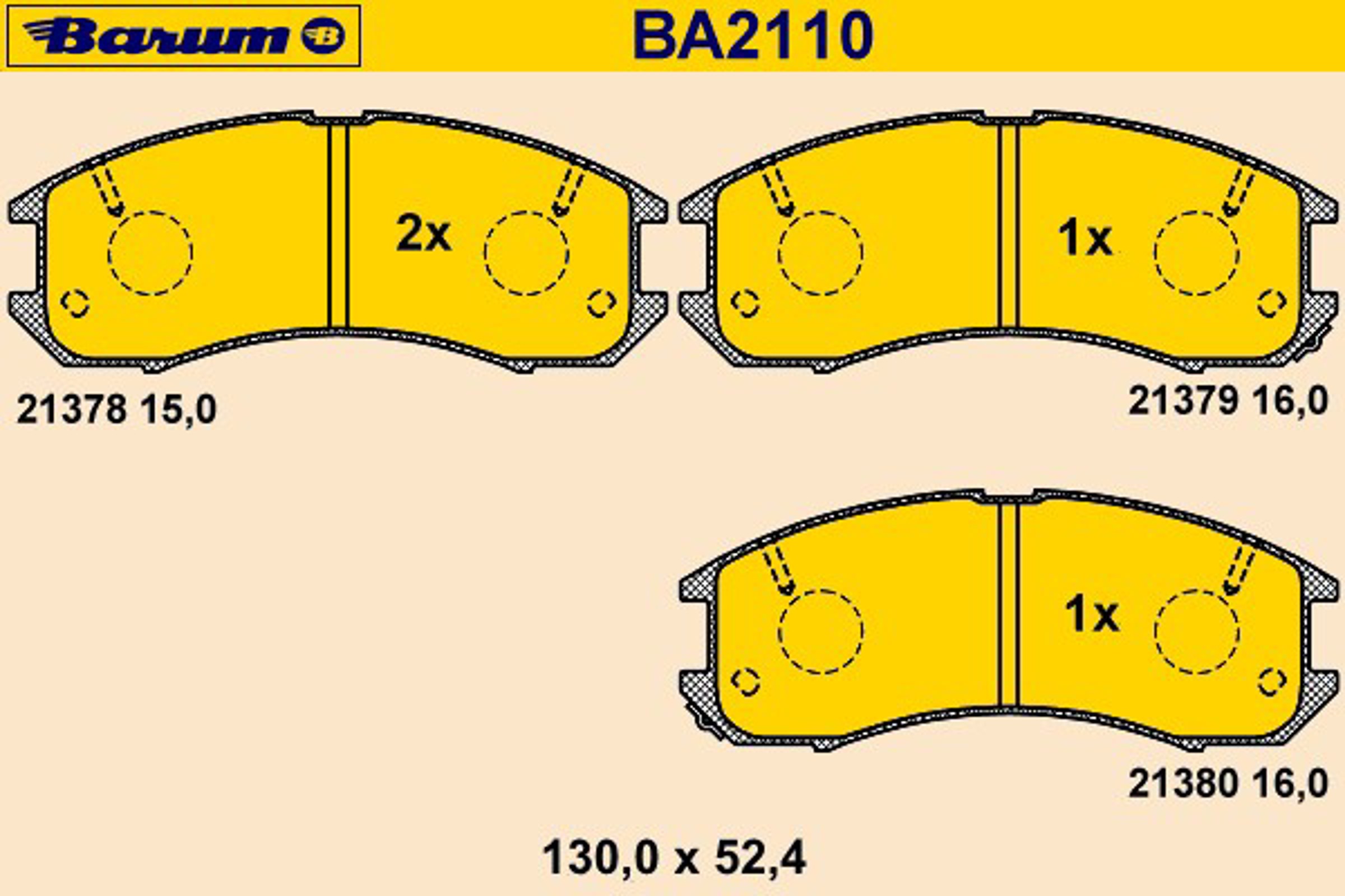 Колодки тормозные дисковые BARUM BA2110
