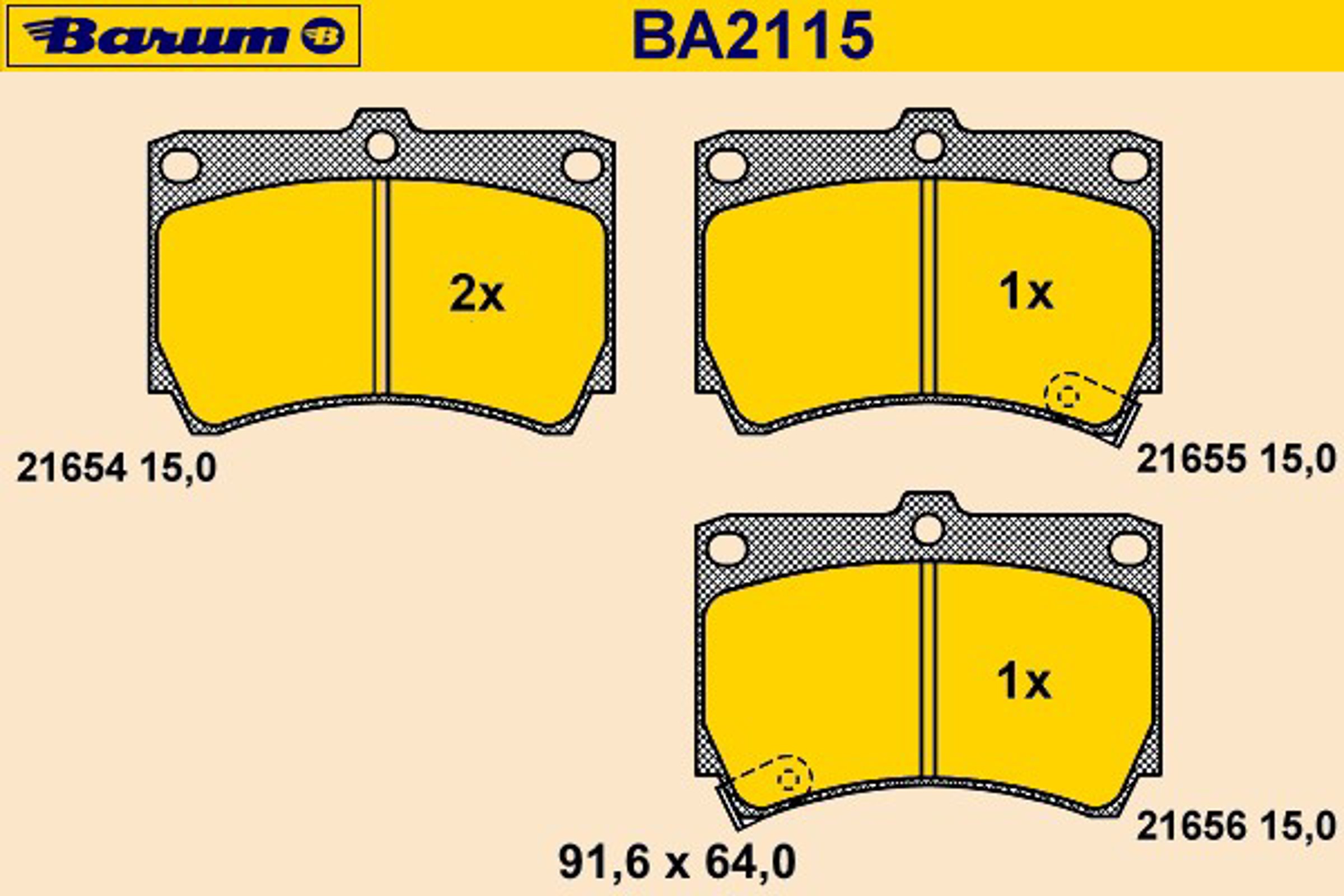 Колодки тормозные дисковые BARUM BA2115