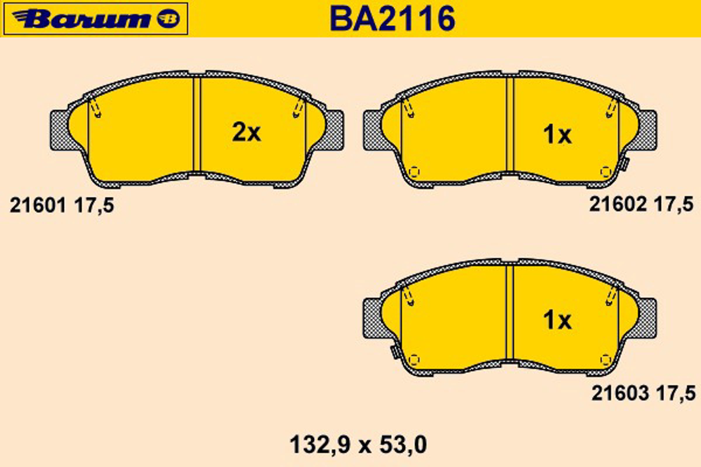 Колодки тормозные дисковые BARUM BA2116