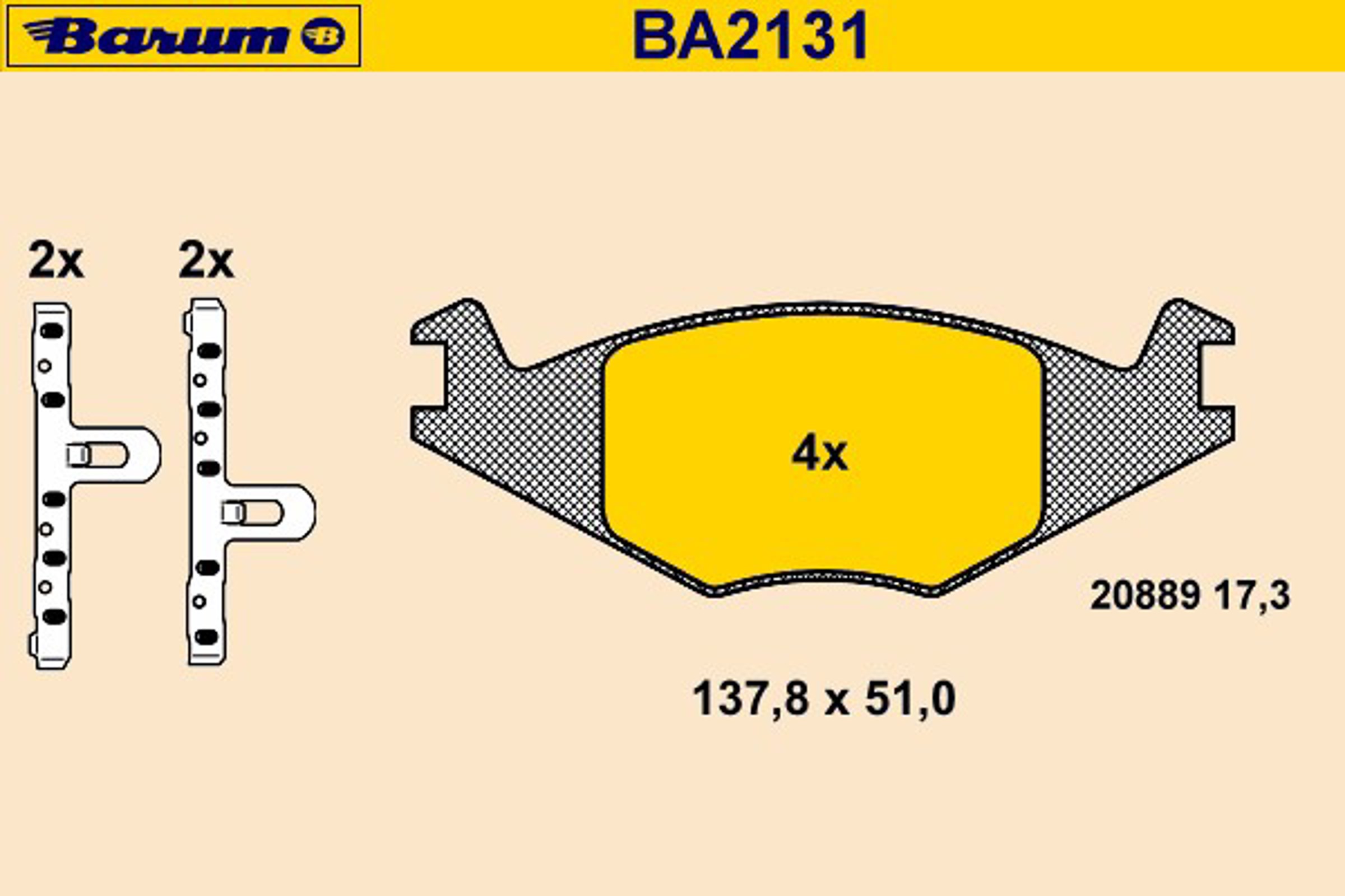 Колодки тормозные дисковые BARUM BA2131