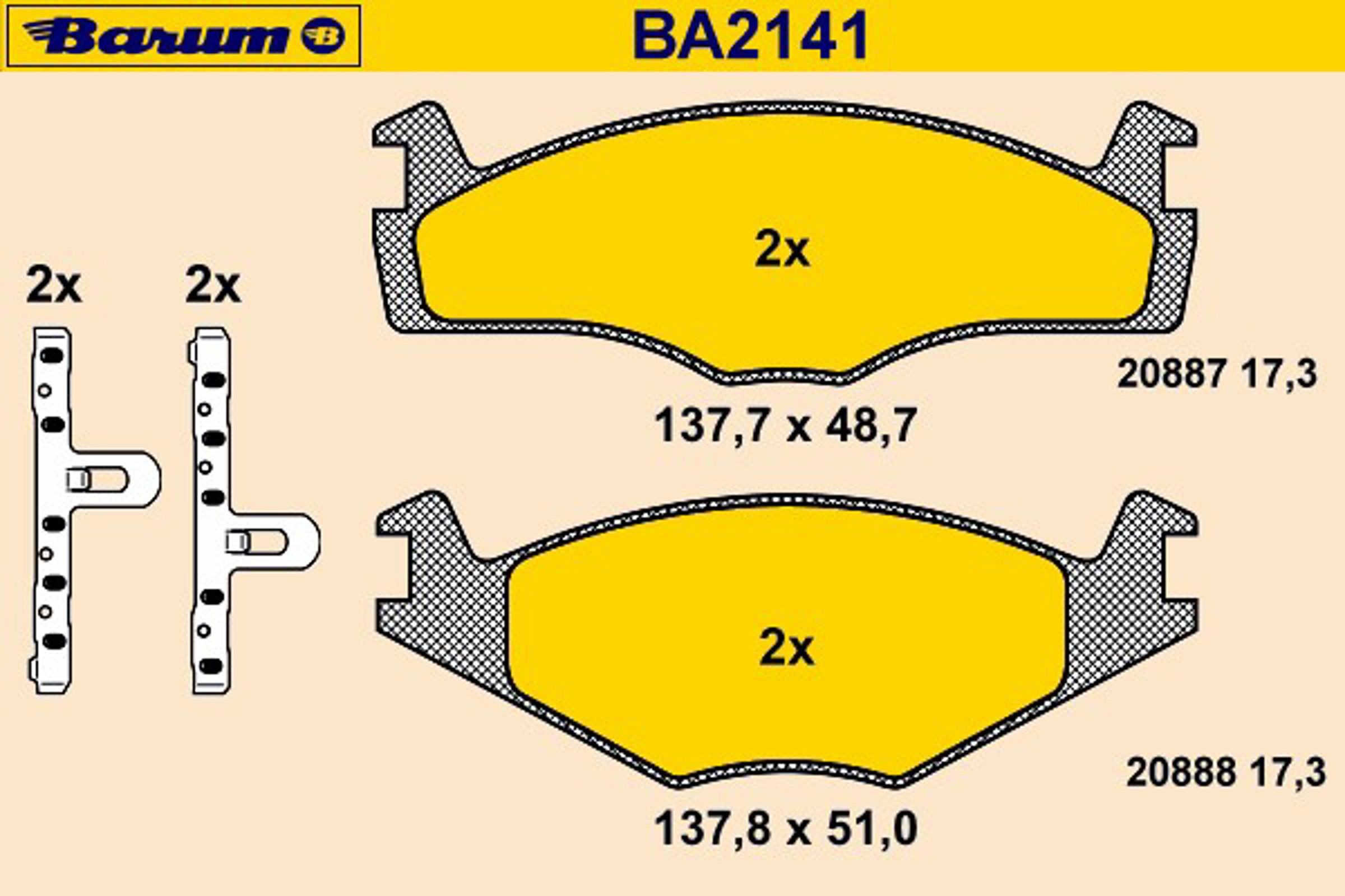 Колодки тормозные дисковые BARUM BA2141