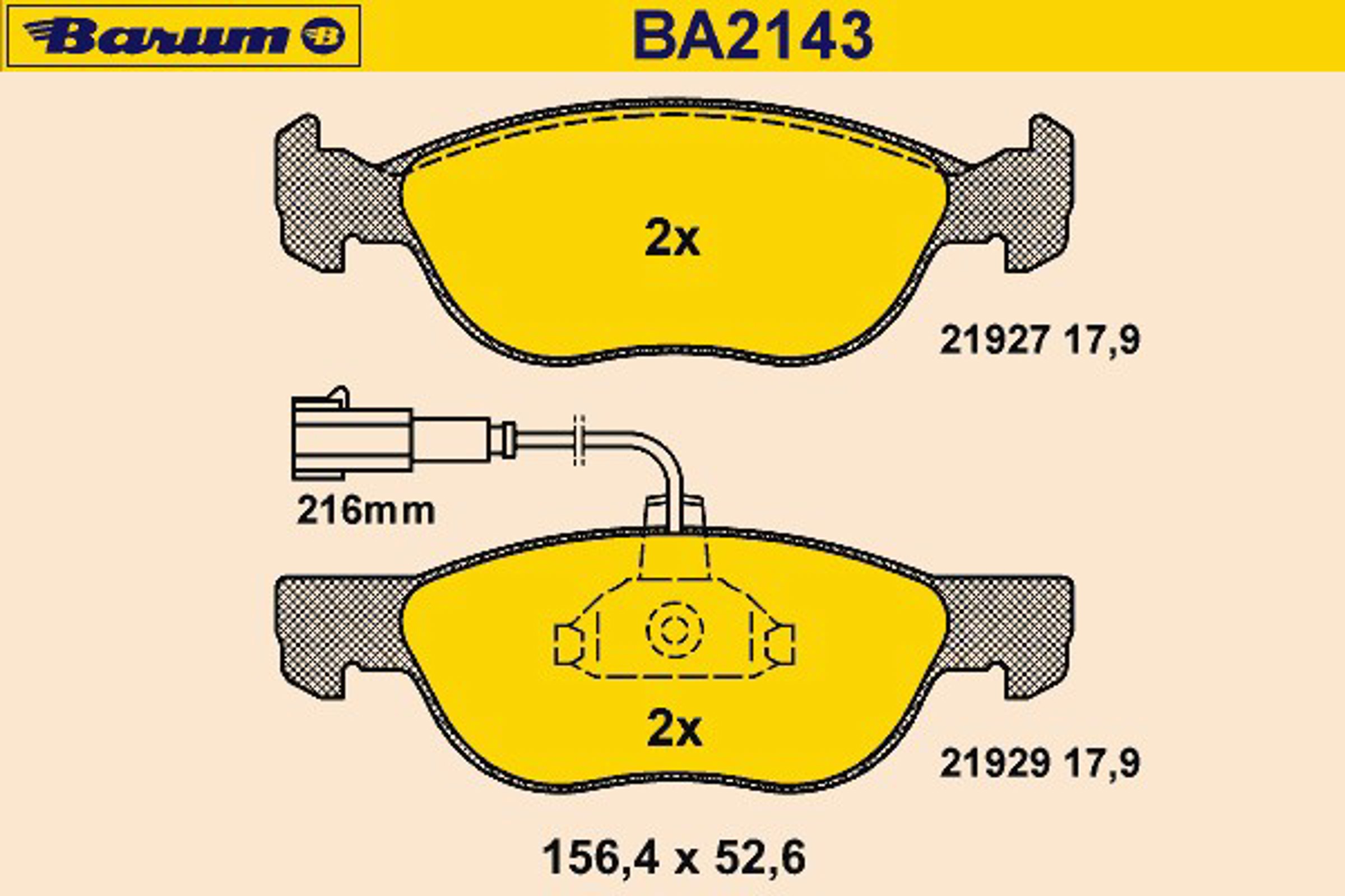 Колодки тормозные дисковые BARUM BA2143