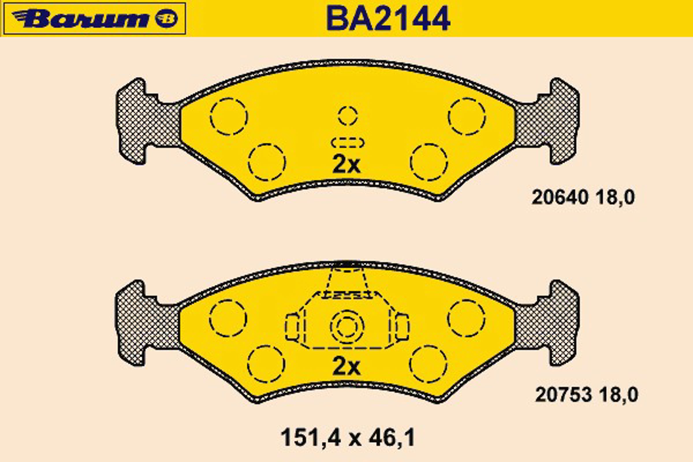 Колодки тормозные дисковые BARUM BA2144