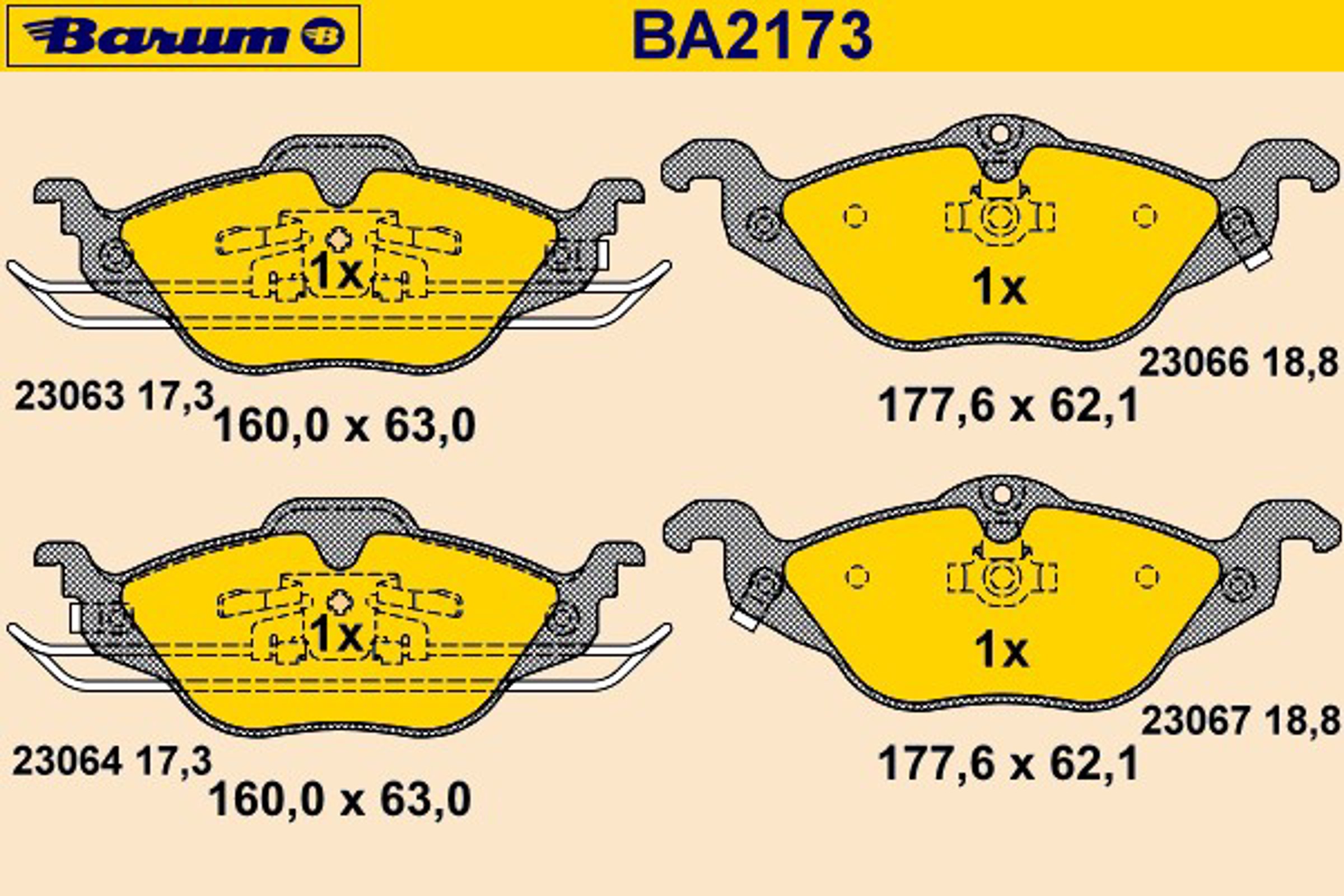 Колодки тормозные дисковые BARUM BA2173