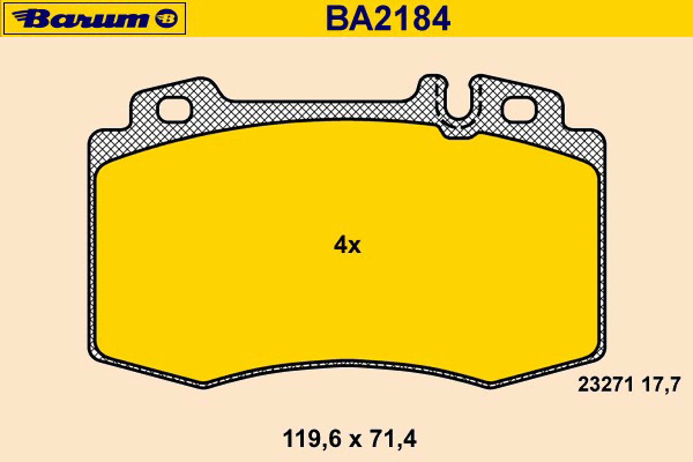 Комплект тормозных колодок дисковый тормоз BARUM BA2184