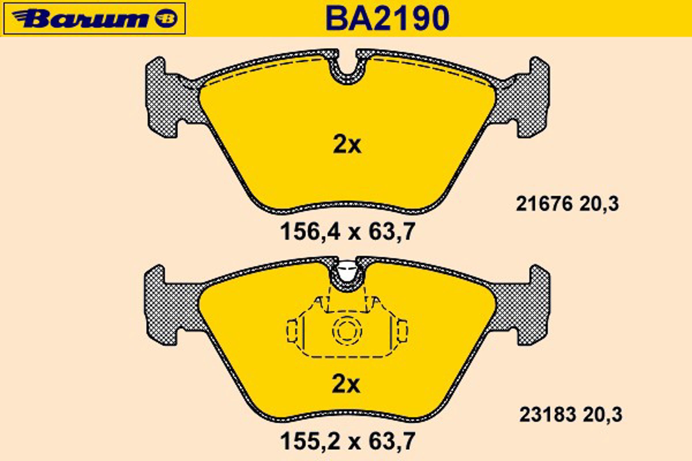 Комплект тормозных колодок дисковый тормоз BARUM BA2190