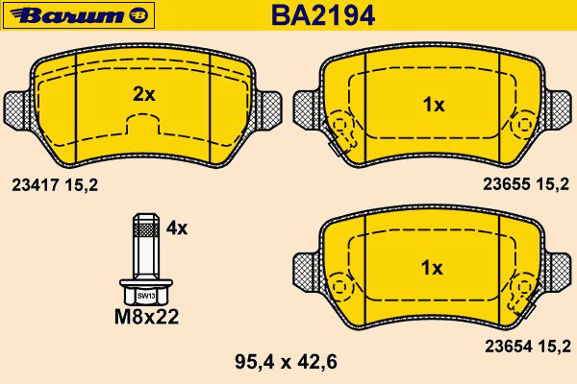 Комплект тормозных колодок дисковый тормоз BARUM BA2194