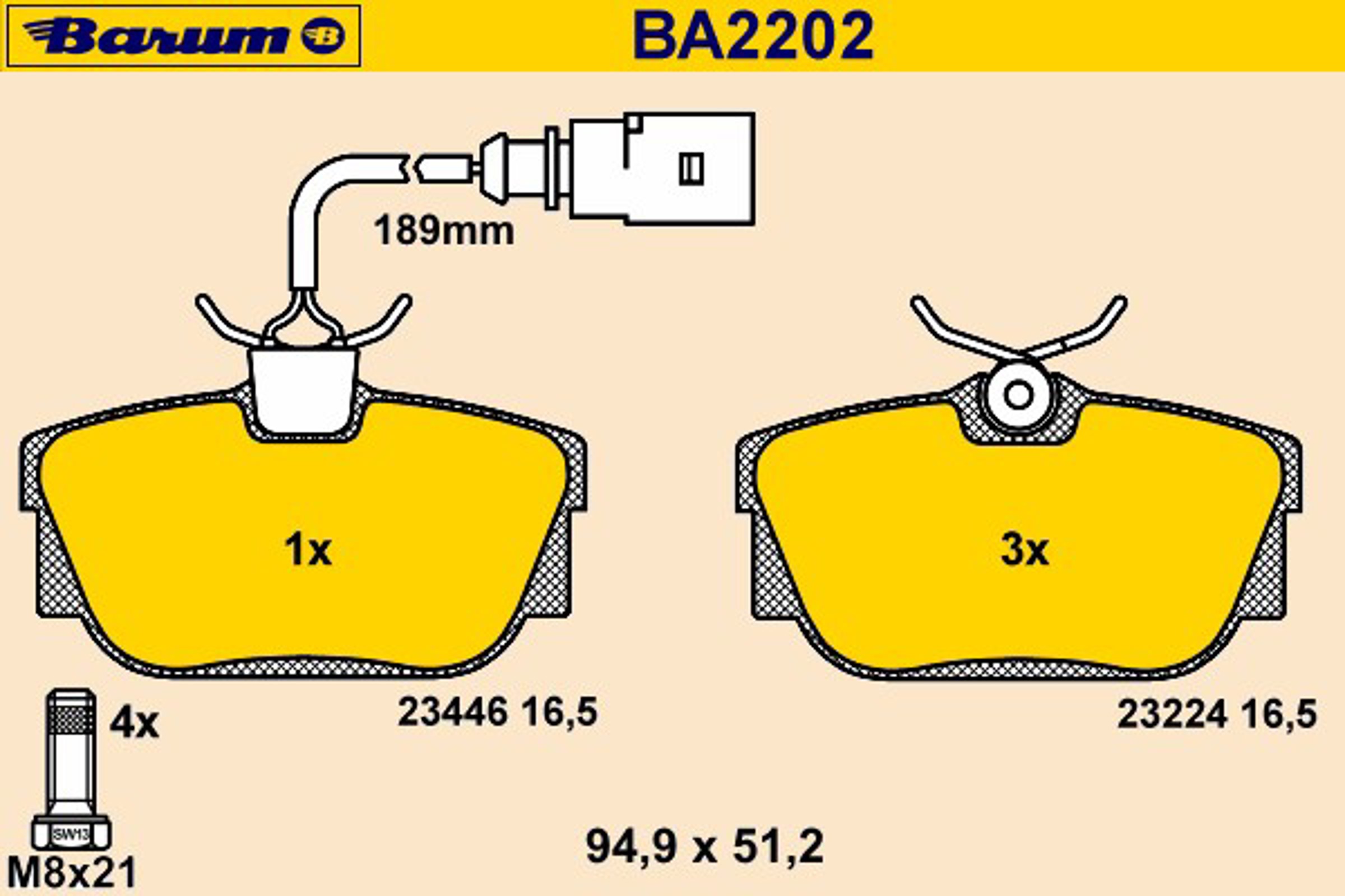 Колодки тормозные дисковые BARUM BA2202