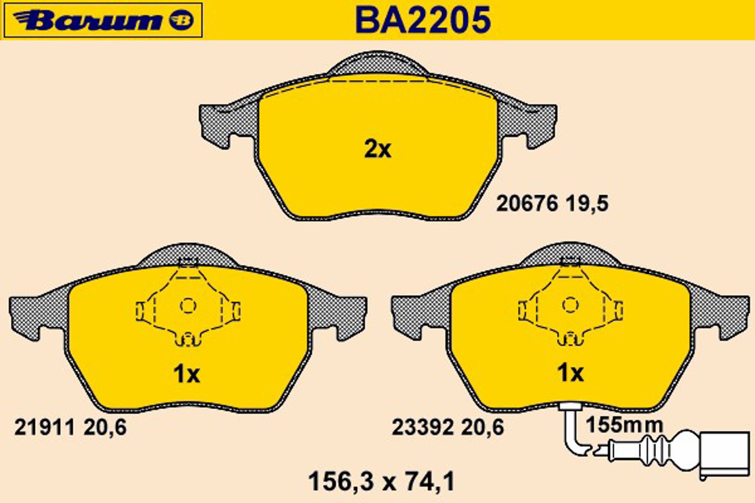 Колодки тормозные дисковые BARUM BA2205