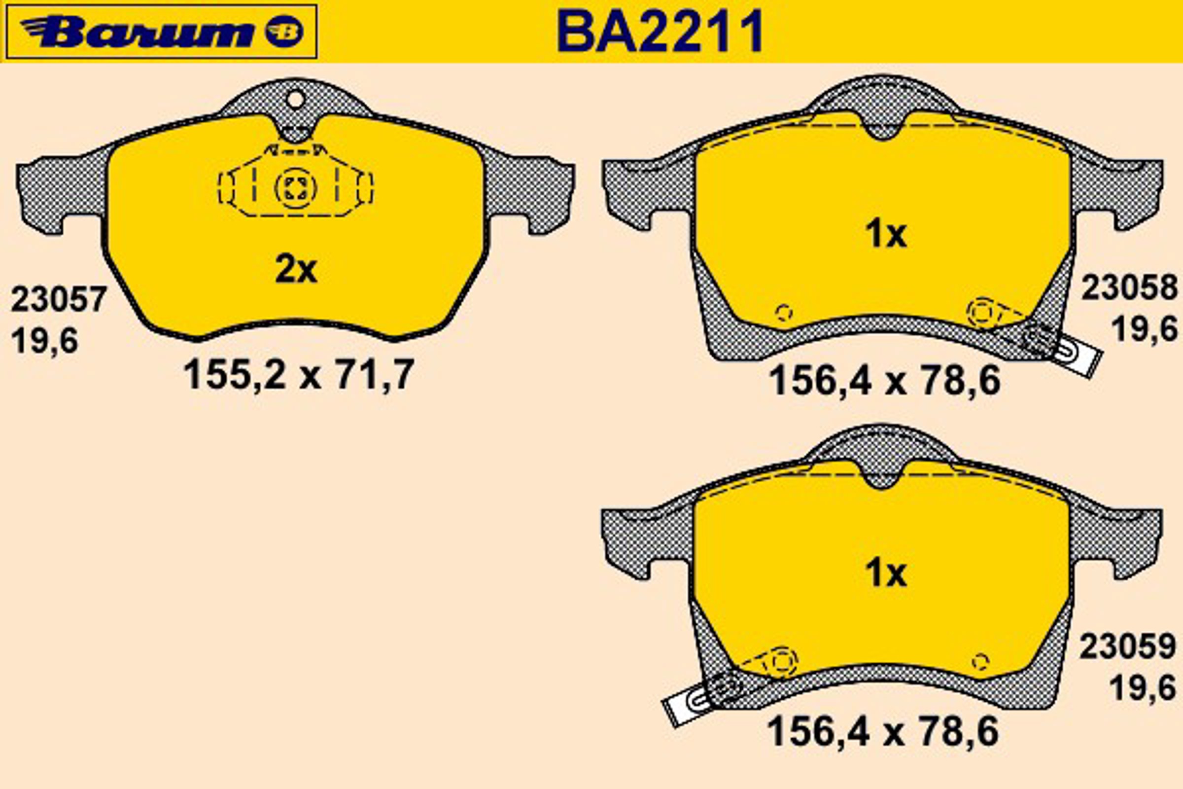 Колодки тормозные дисковые BARUM BA2211