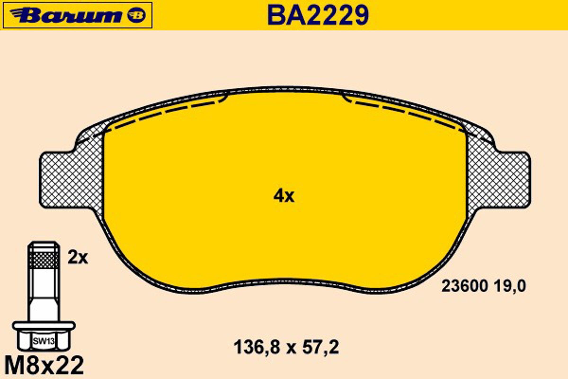 Колодки тормозные дисковые BARUM BA2229