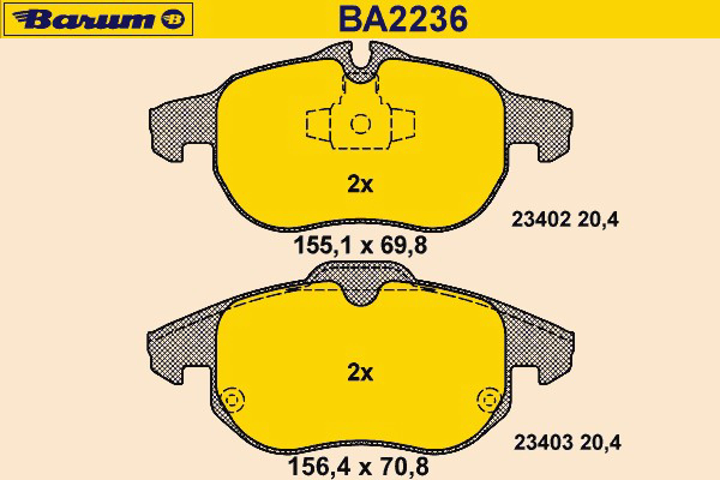 Колодки тормозные дисковые BARUM BA2236